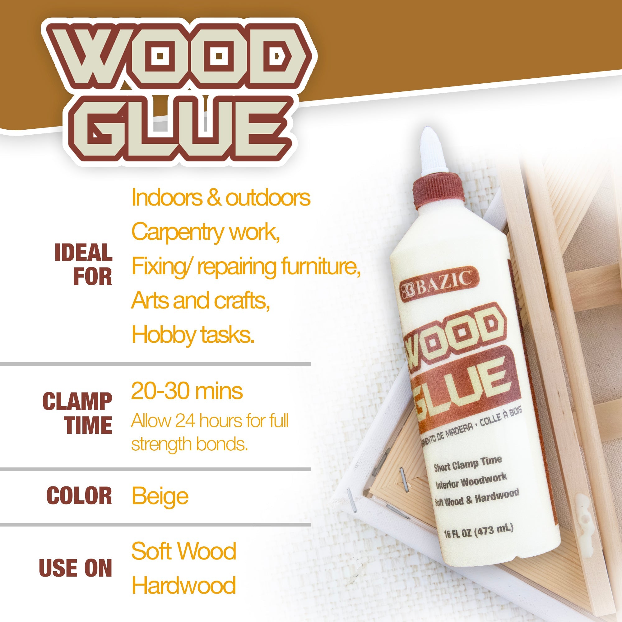 Wood Glue Jumbo Strong Bond 16 FL OZ (473 mL)