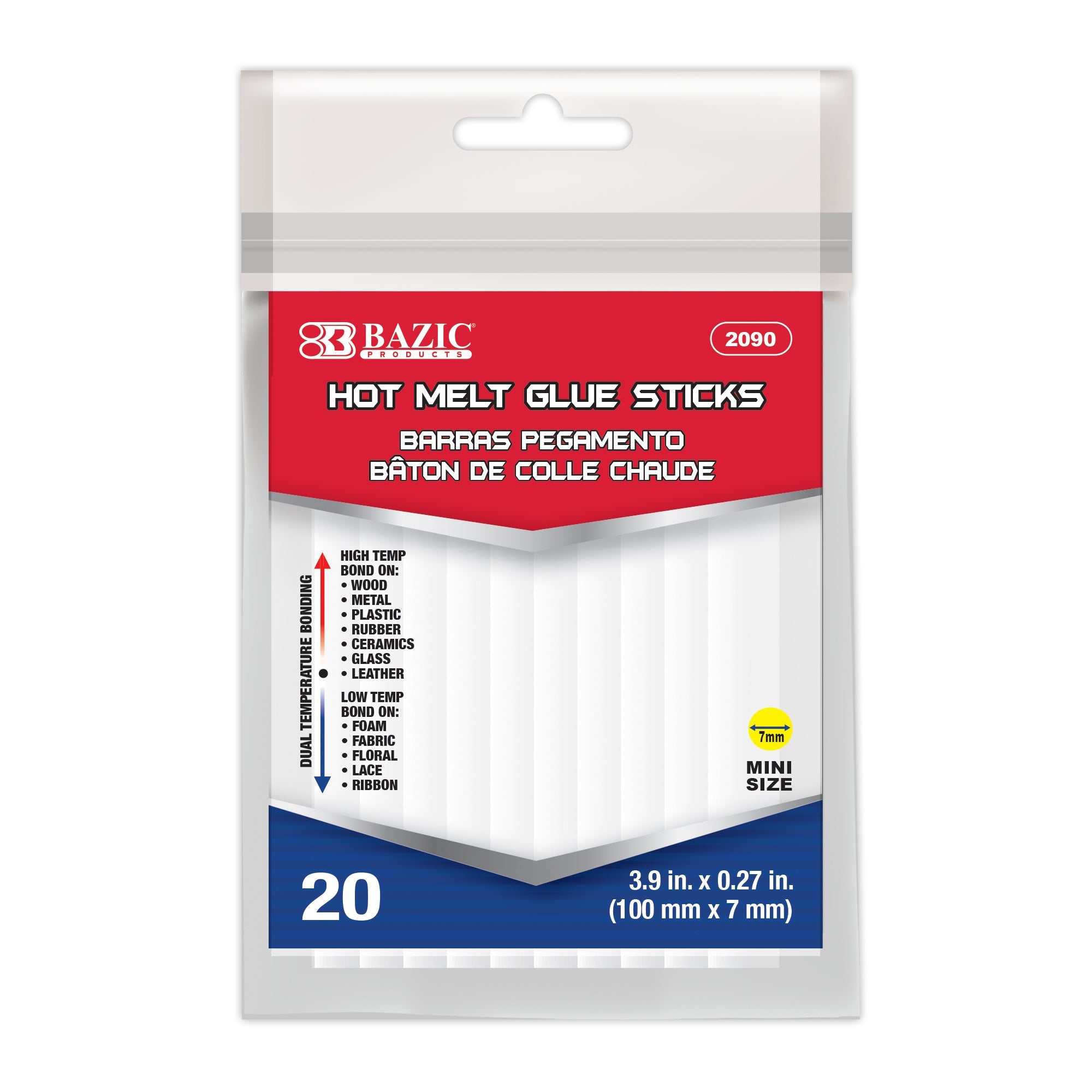 Hot Melt Glue Sticks Dual Temp. Mini 3.9" x 0.27" (20/Box)