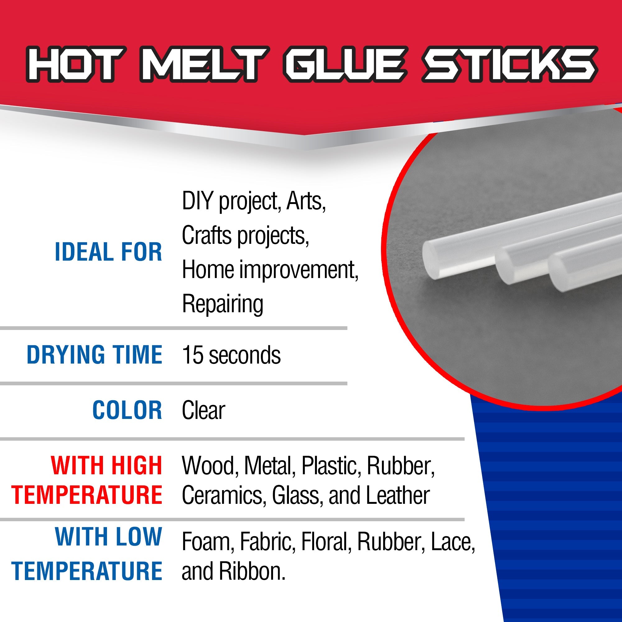 Hot Melt Glue Sticks Dual Temp. Mini 3.9" x 0.27" (100/Box)