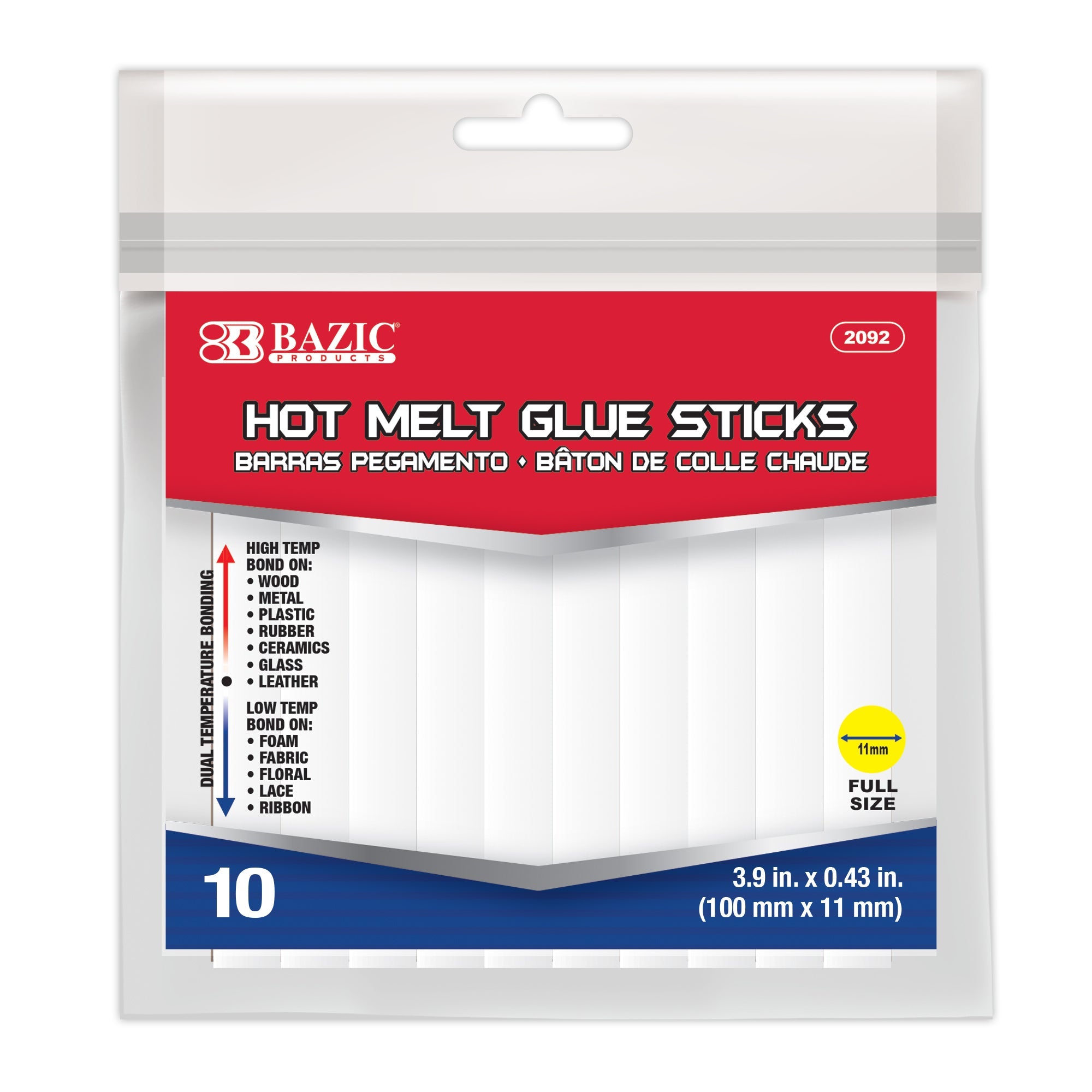 Hot Melt Glue Sticks Dual Temp. Full 3.9" x 0.43" (10/Box)