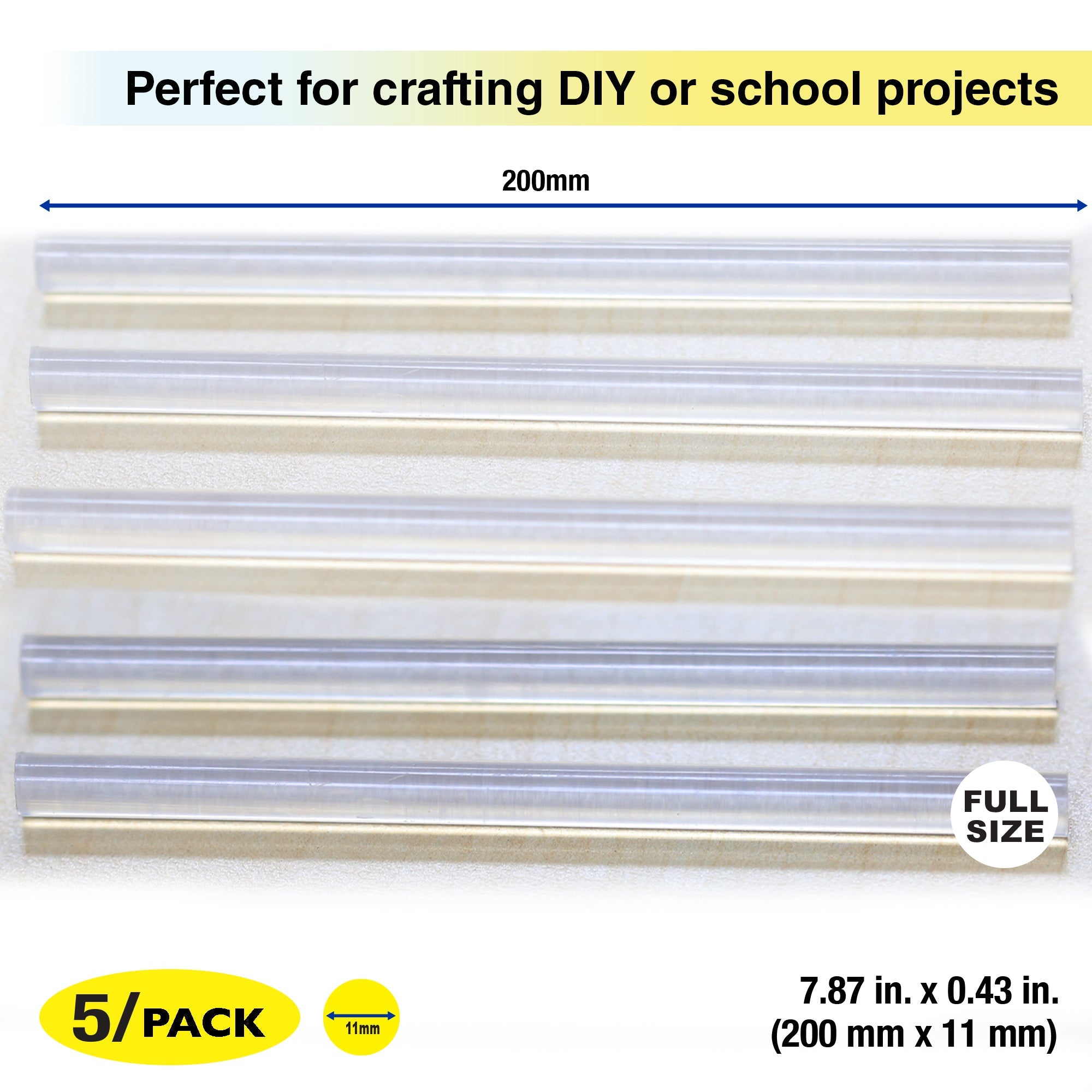Hot Melt Glue Sticks Dual Temp. Full 7.87" x 0.43" (5/Box)