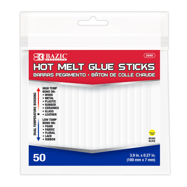 3.9" x 0.27" Dual Temp. Mini Hot Melt Glue Sticks (50/Bag)