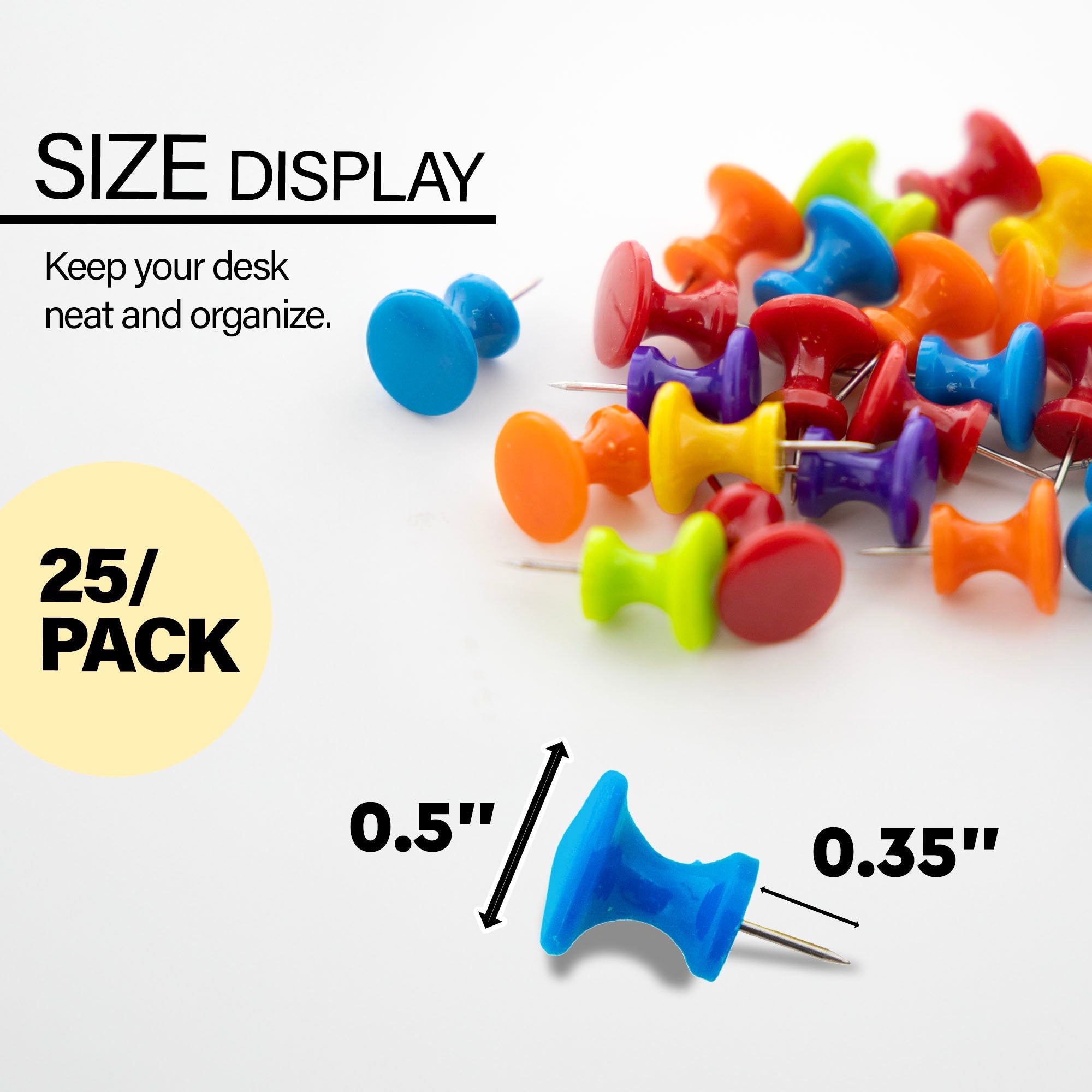 Push Pins Jumbo Assorted Color (25/Pack)