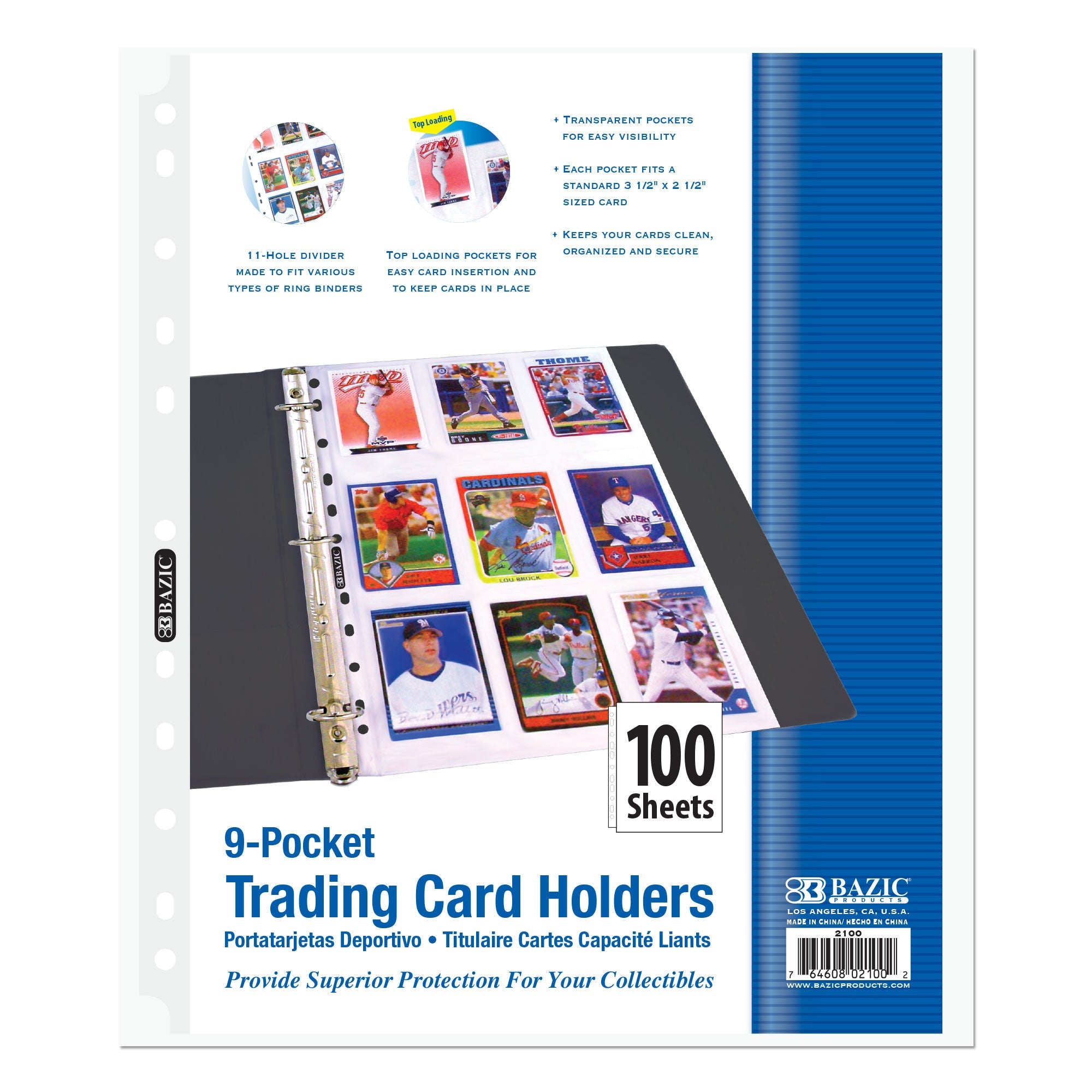 Trading Card Holders Top Loading 9-Pockets (100/Pack)