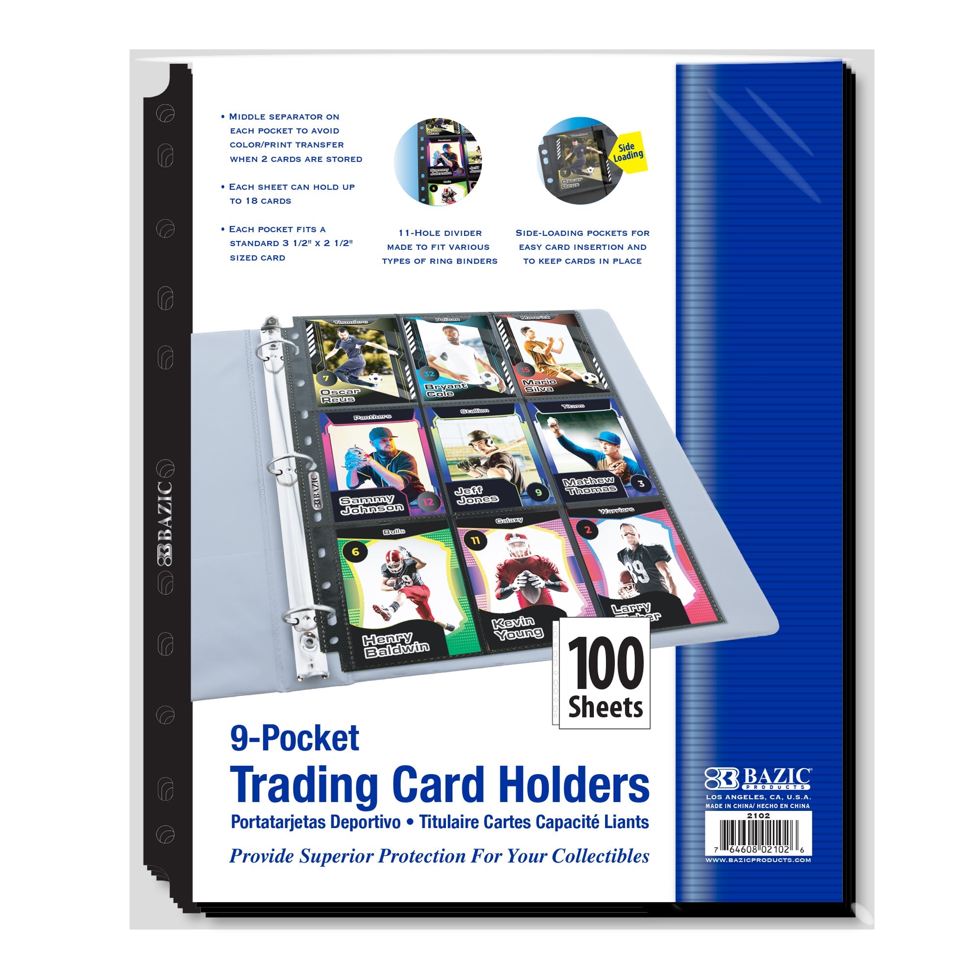 BAZIC Side Loading 9-Pockets Double Sided Trading Card Holders (100/Pack) BAZIC Products BAZIC Side Loading 9-Pockets Double Sided Trading Card Holders (100/Pack) BAZIC Products
