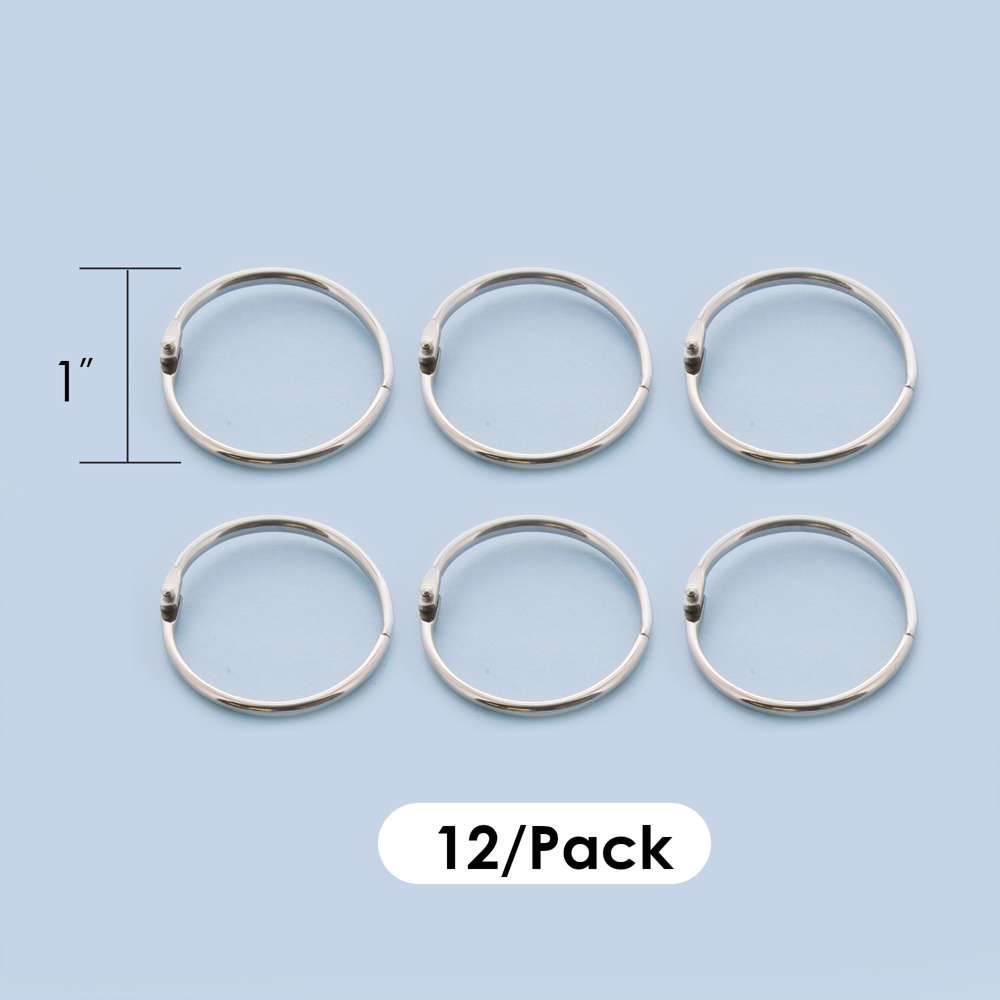 HYGLOSS Book Rings - 12 Pack, 1-Inch Silver Binding Rings For Making Books, Organizing Flashcards, Keys & More - View #6