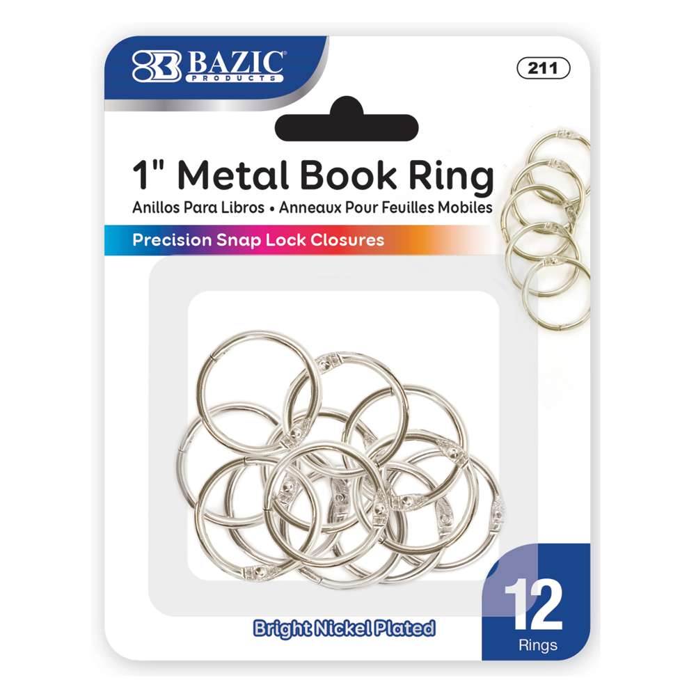1" Metal Book Rings (12/Pack)