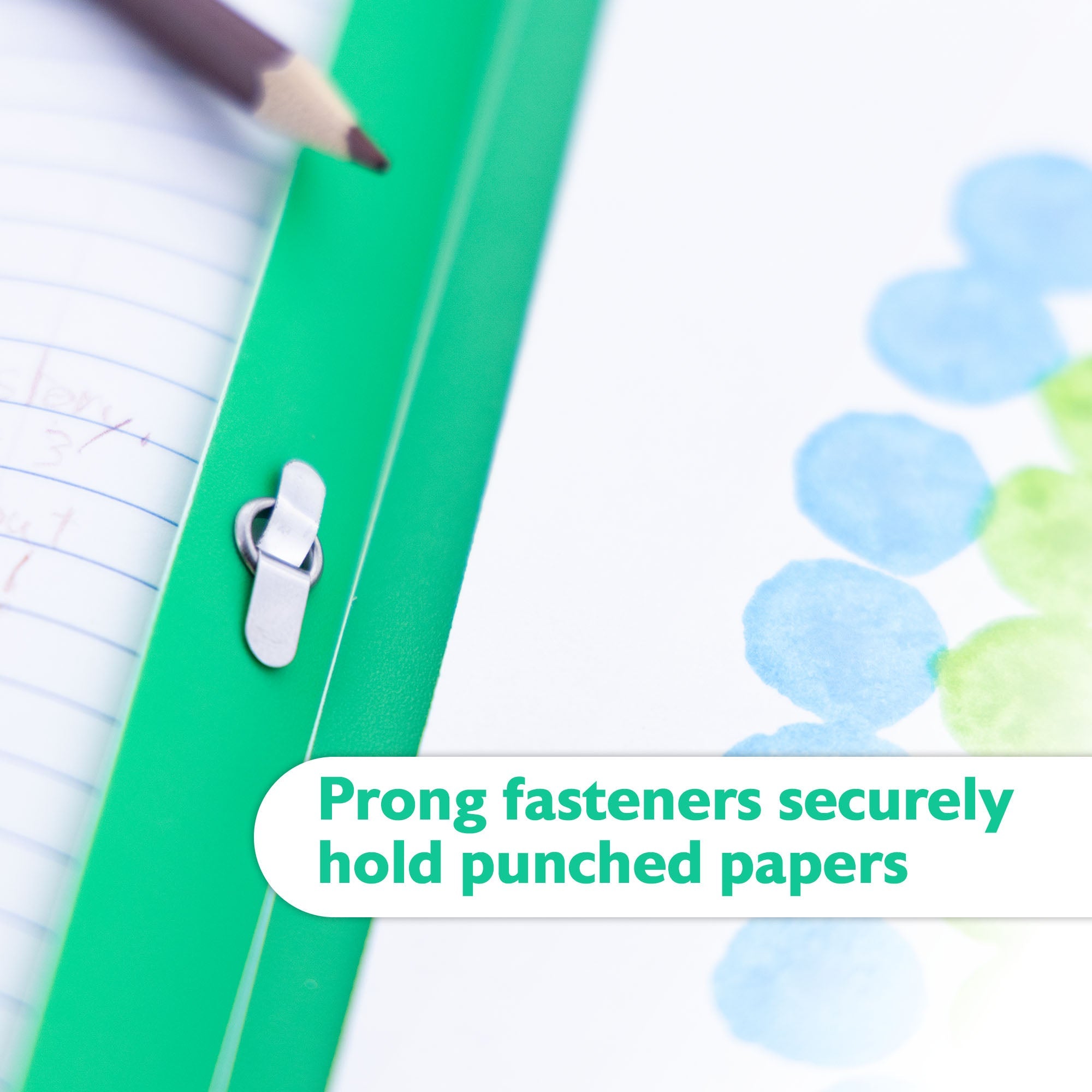 Poly 2-Pockets Portfolio - Green Color w/ 3-Prong Fastener