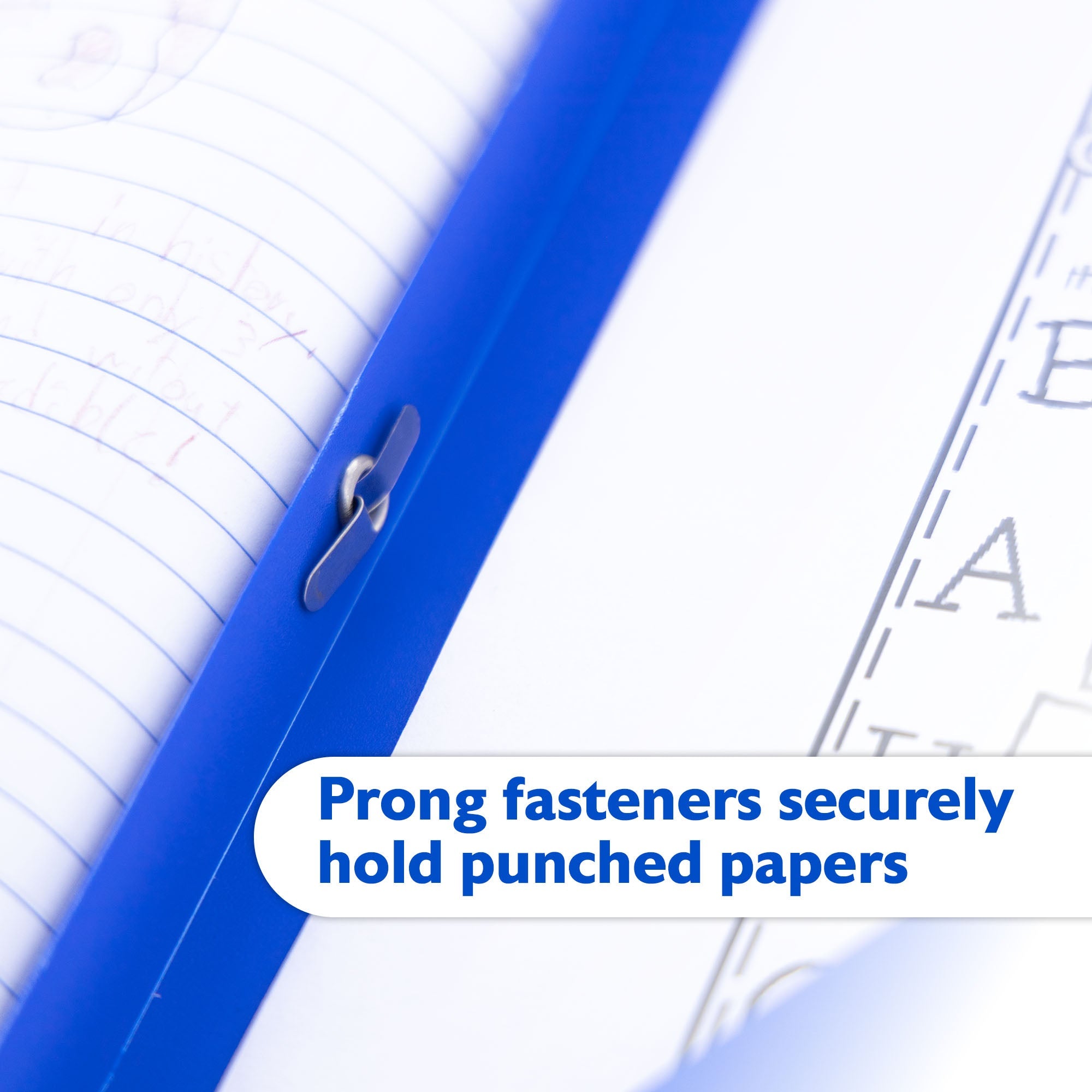 Poly 2-Pockets Portfolio - Blue Color w/ 3-Prong Fastener
