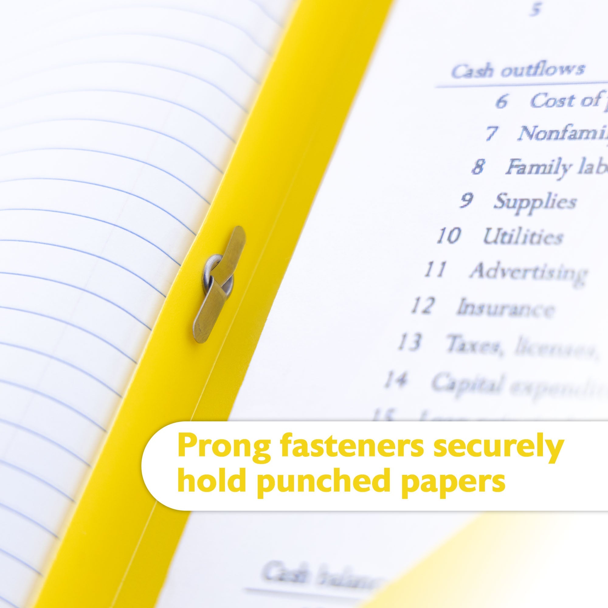 Poly 2-Pockets Portfolio - Yellow Color w/ 3-Prong Fastener
