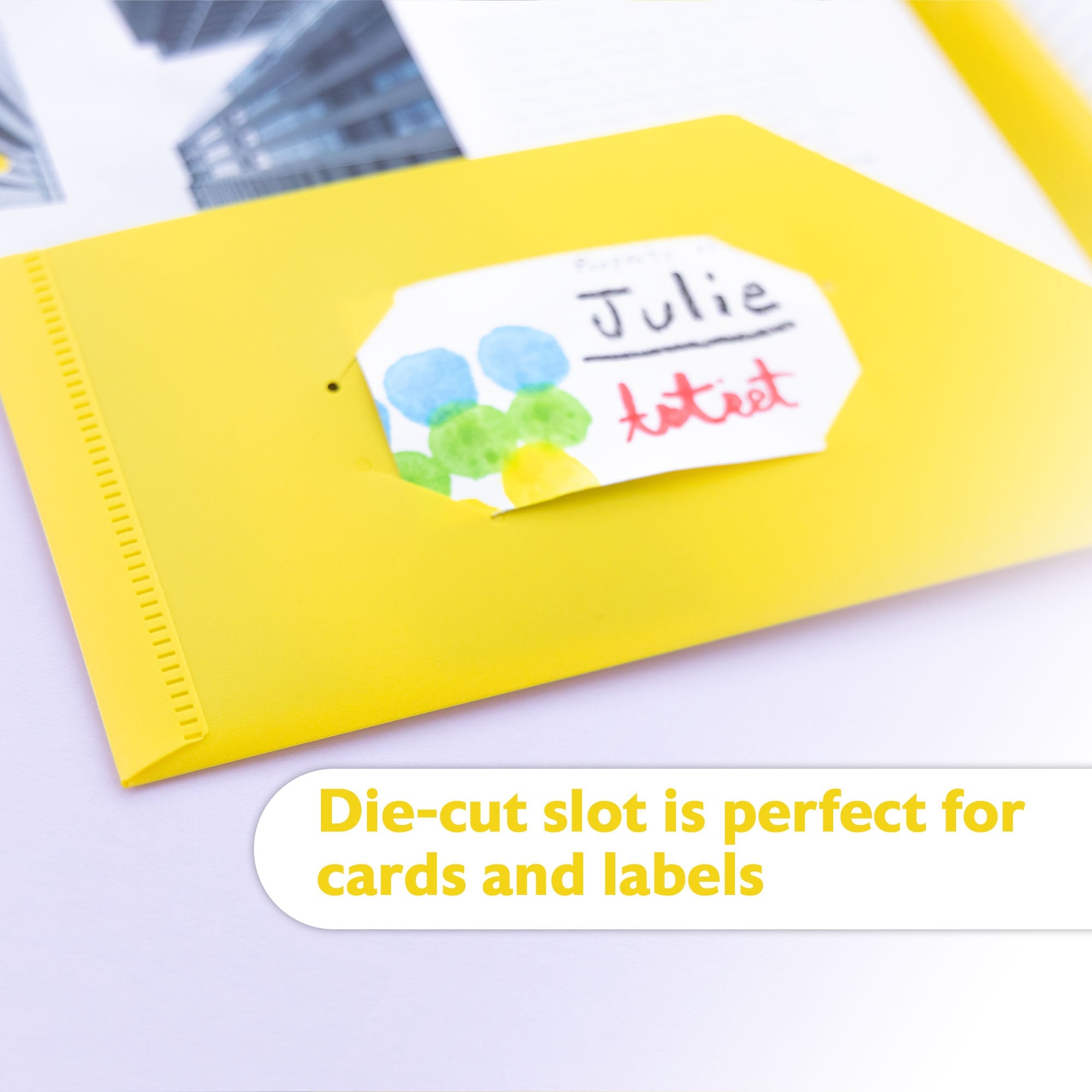 Poly 2-Pockets Portfolio - Yellow Color w/ 3-Prong Fastener