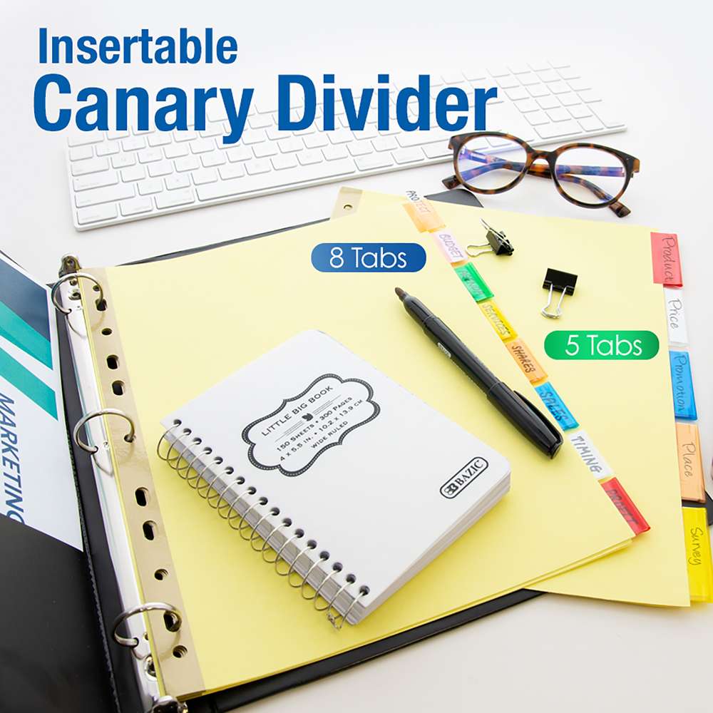 Paper Dividers w/ 8-Insertable Color Tabs