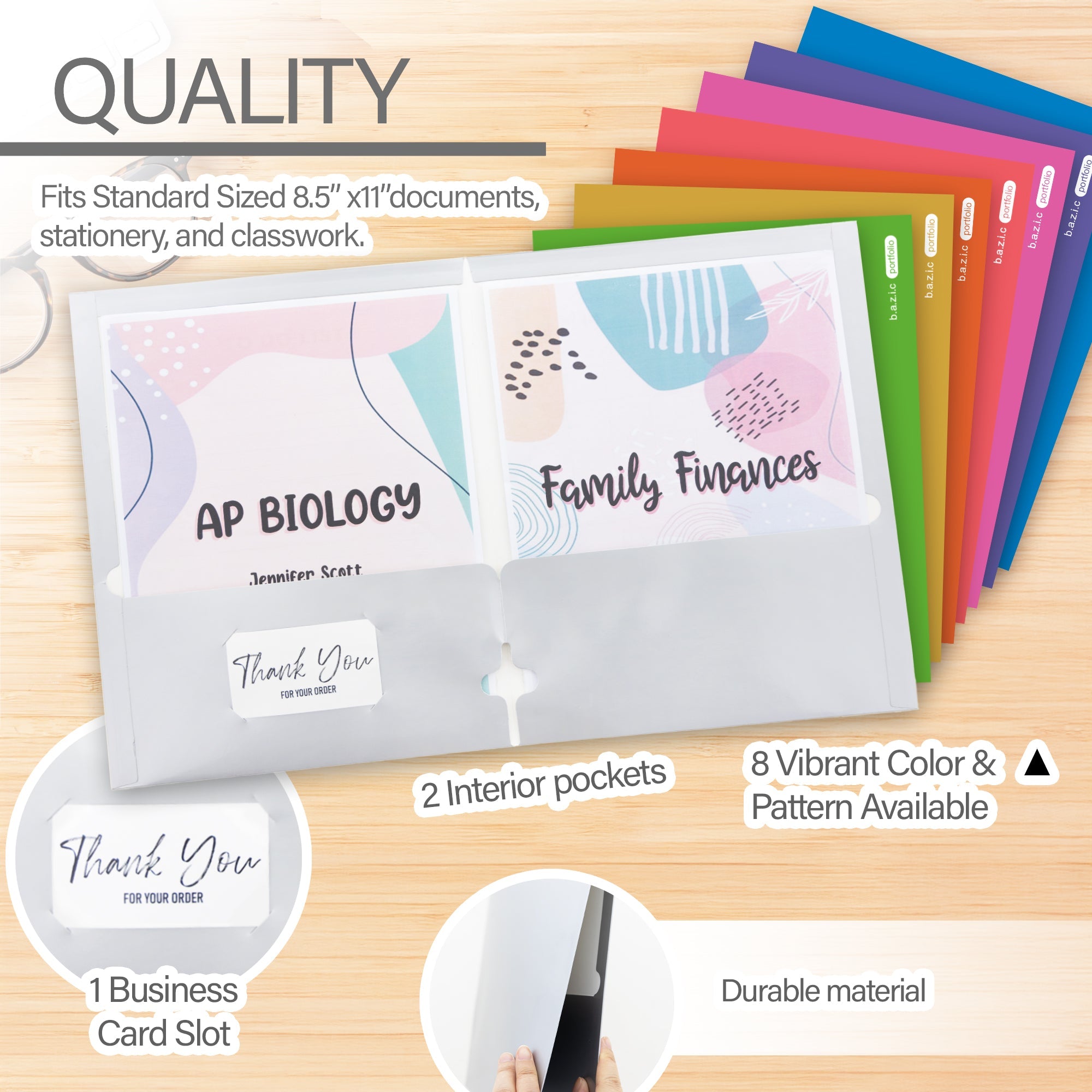 2-Pockets Portfolios - Metallic Color
