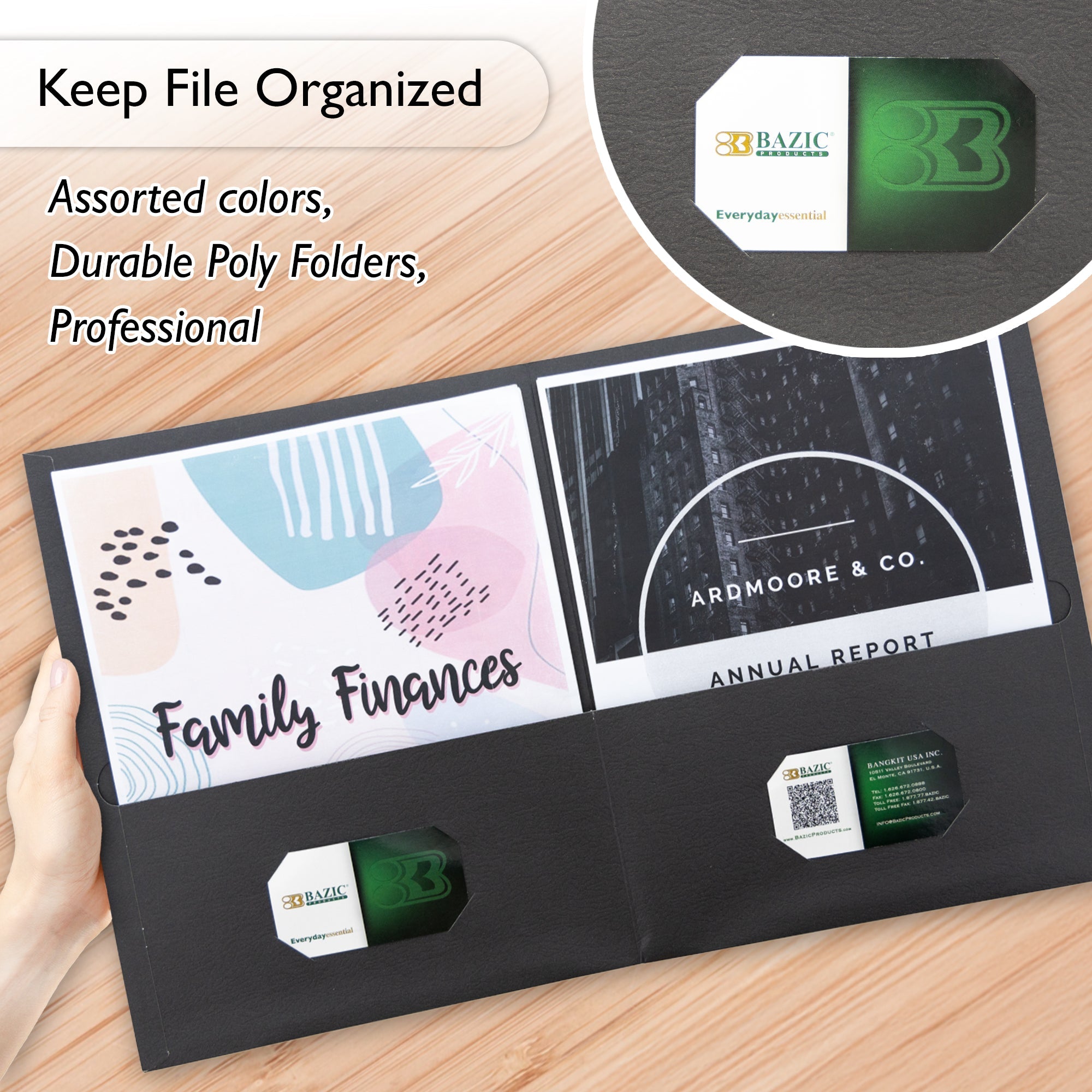 2-Pockets Portfolios Premium Black Color (25/Box)