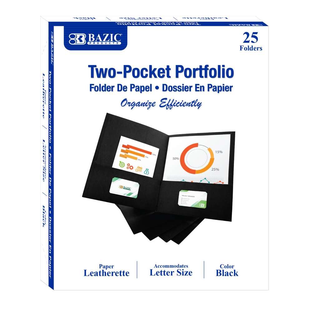 2-Pockets Portfolios Premium Black Color (25/Box)