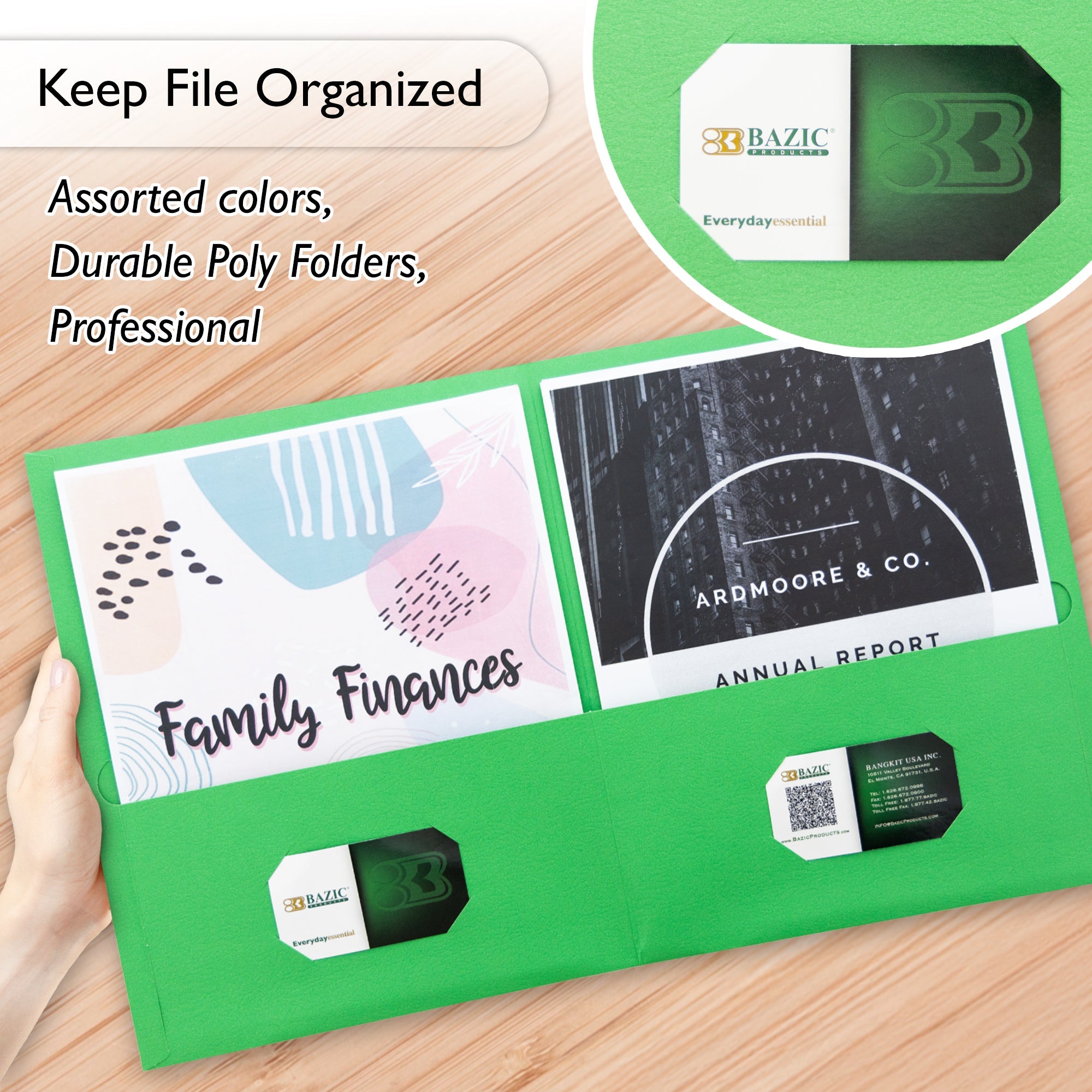 2-Pockets Portfolios Premium Green Color (25/Box)