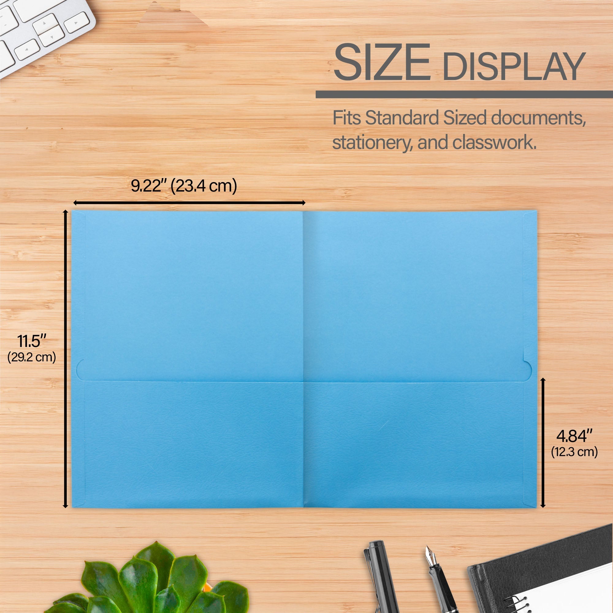 2-Pockets Portfolios Premium Light Blue Color (25/Box)