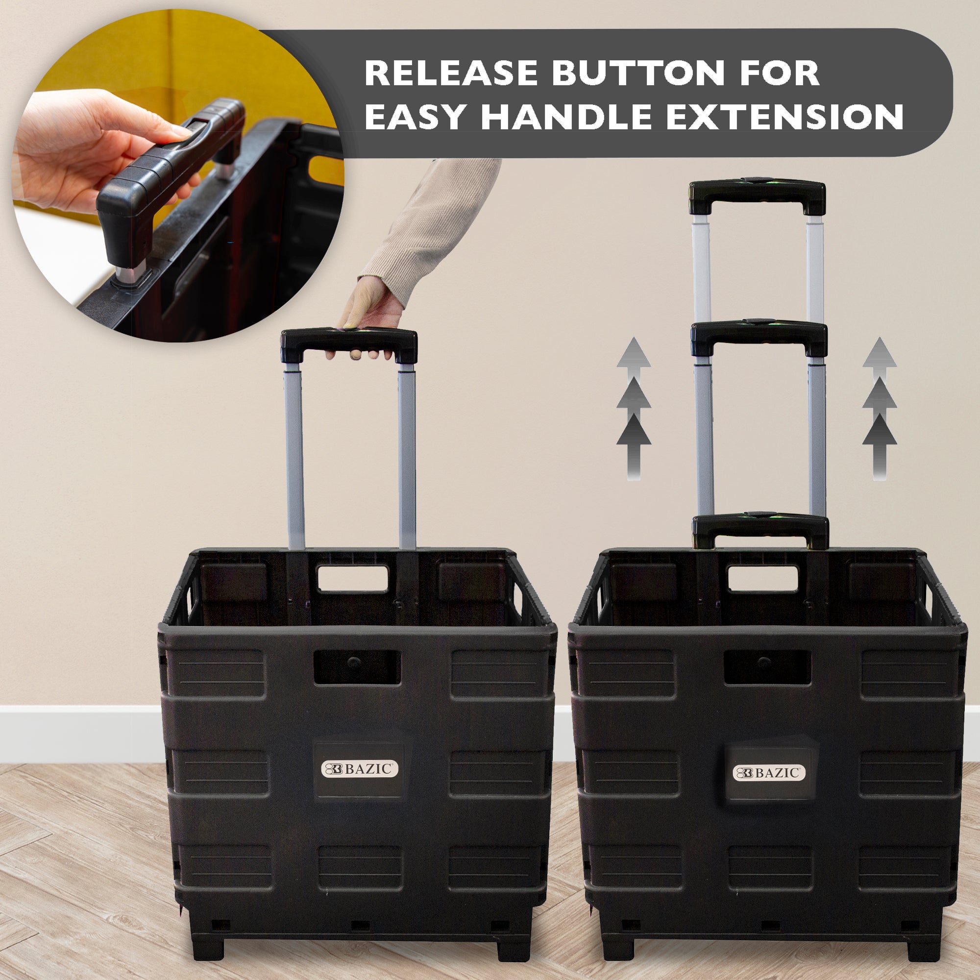 Foldable Rolling Cart w/ Lid Cover Black 16" X 18" X 15"