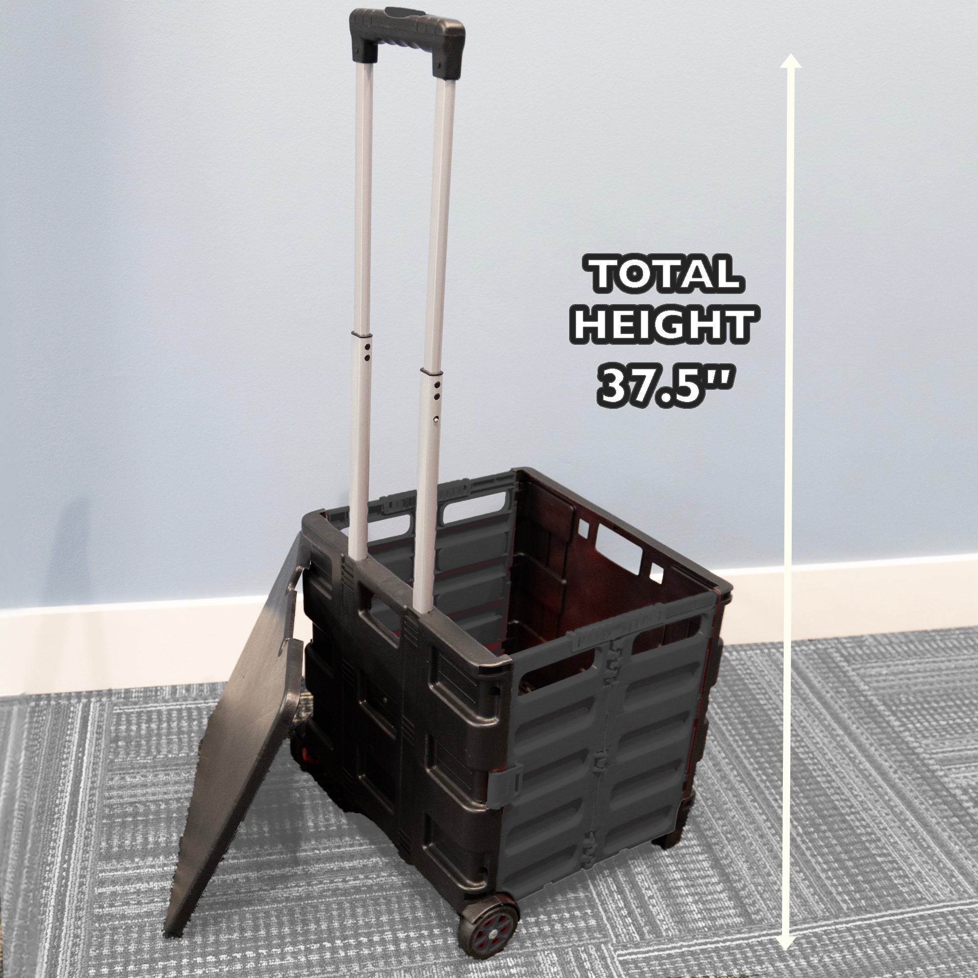 Foldable Rolling Cart w/ Lid Cover Black 16" X 18" X 15"