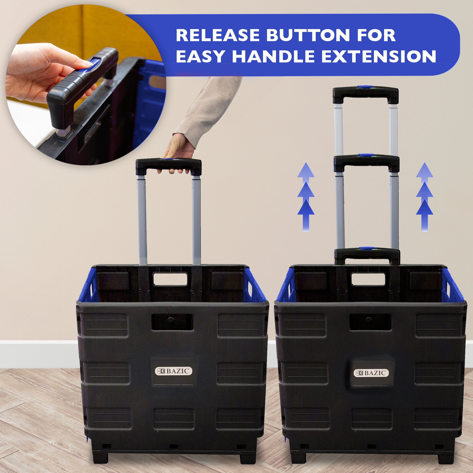 Foldable Rolling Cart w/ Lid Cover Blue 16" X 18" X 15"