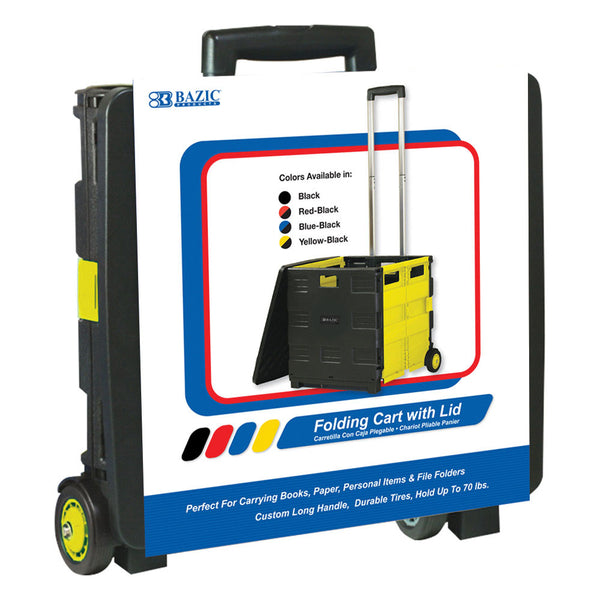 16"X18"X15" Yellow Folding Cart on Wheels w/Lid Cover
