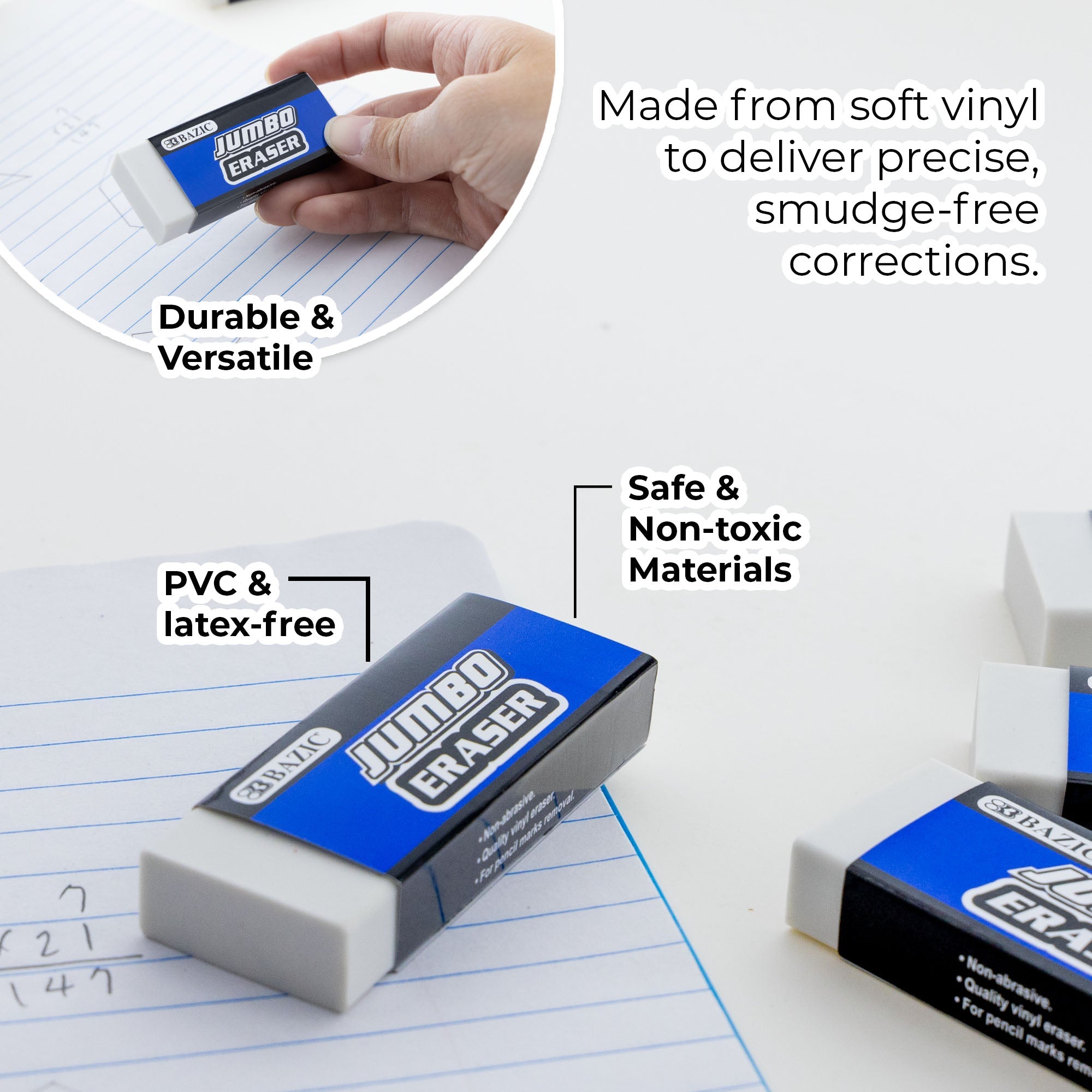 Block Jumbo Eraser (4/Pack)
