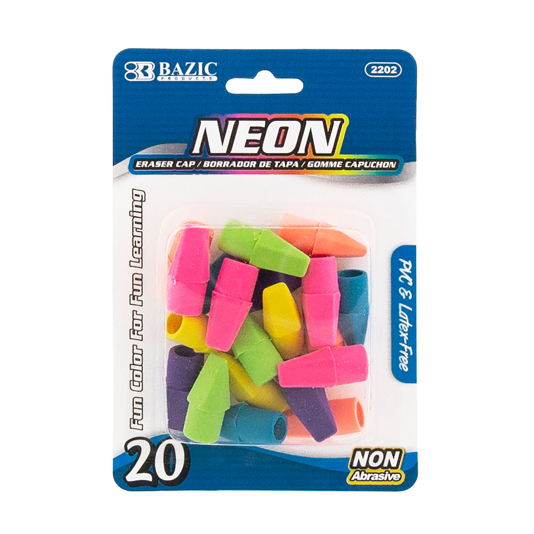 Neon Eraser Cap (20/Pack)