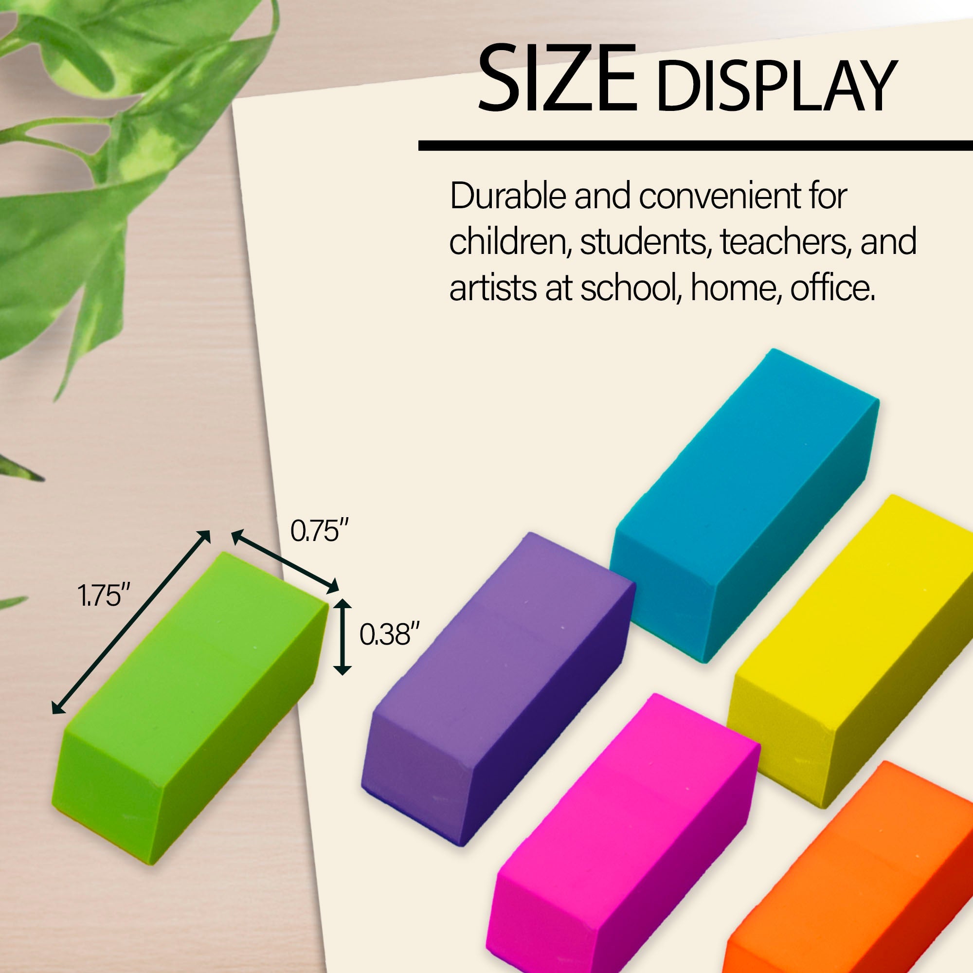 Neon Bevel Eraser (6/Pack)