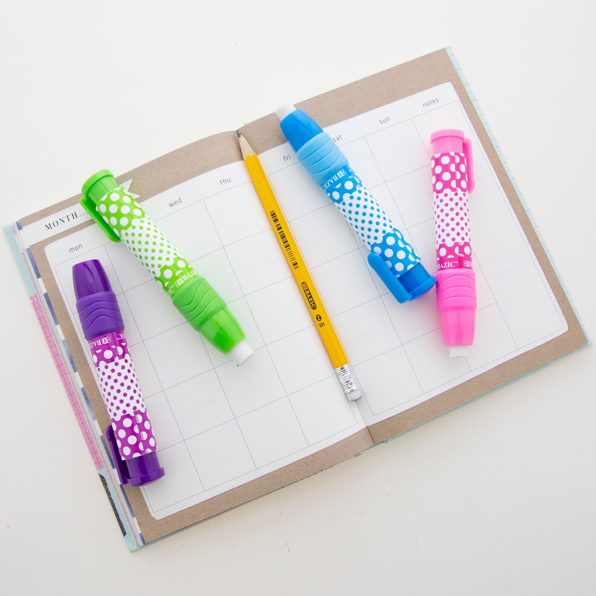 Retractable Dot.ted Stick Erasers (2/Pack)