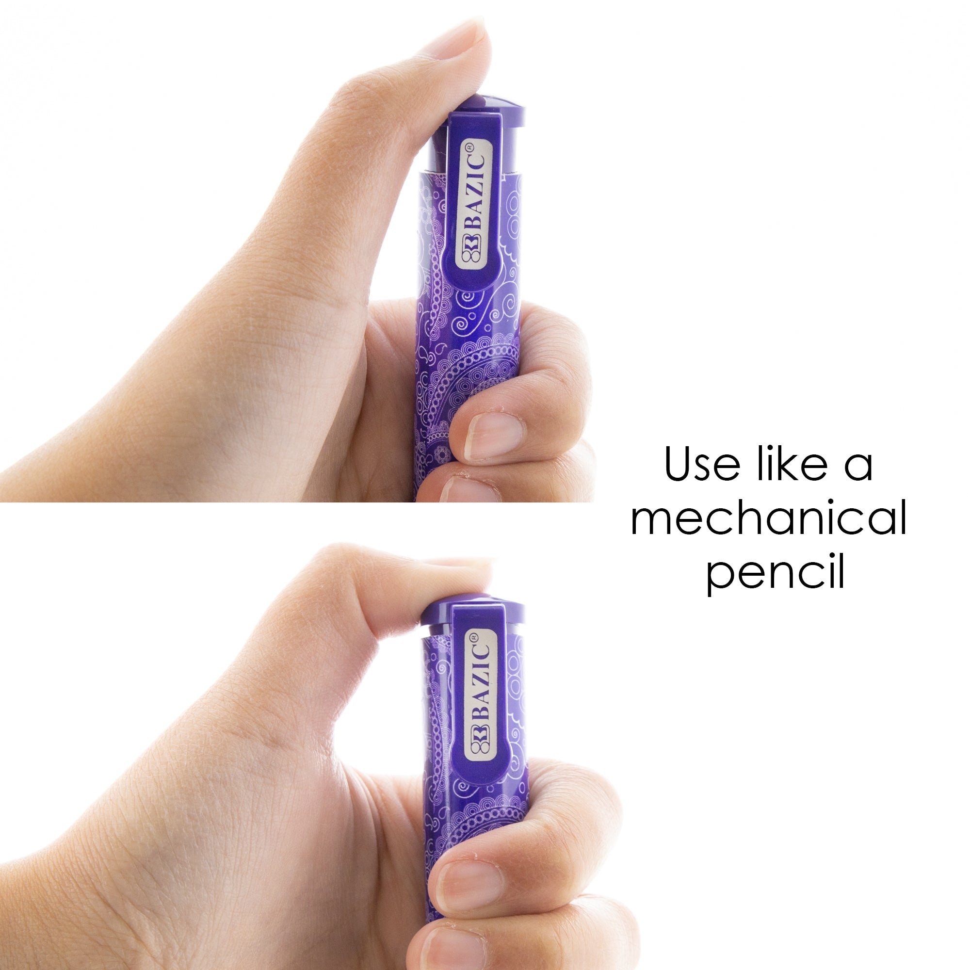 Retractable Paisley Stick Erasers (2/Pack)