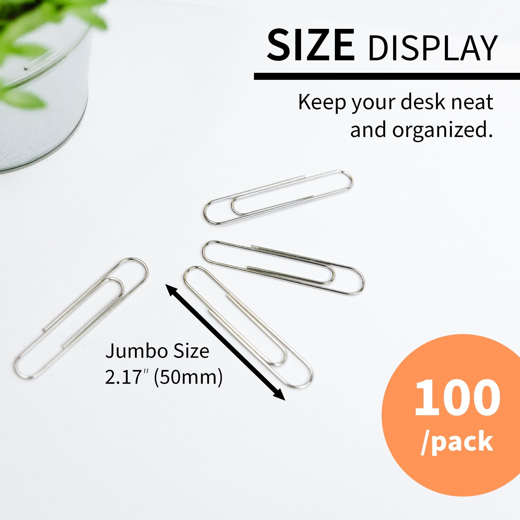 Paper Clip (50mm) Jumbo Silver (100/Pack)