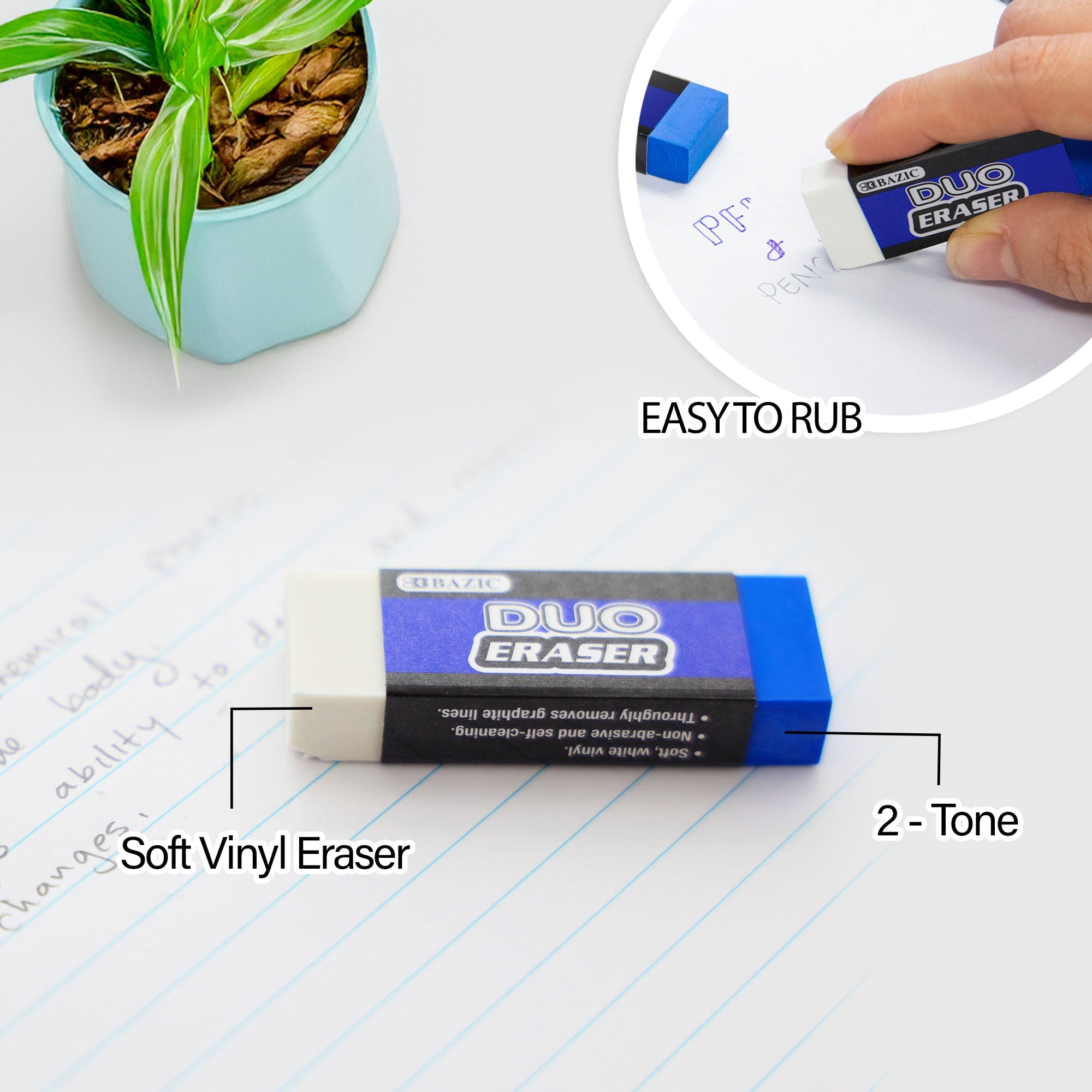 Block Two-Tone Eraser (4/Pack)