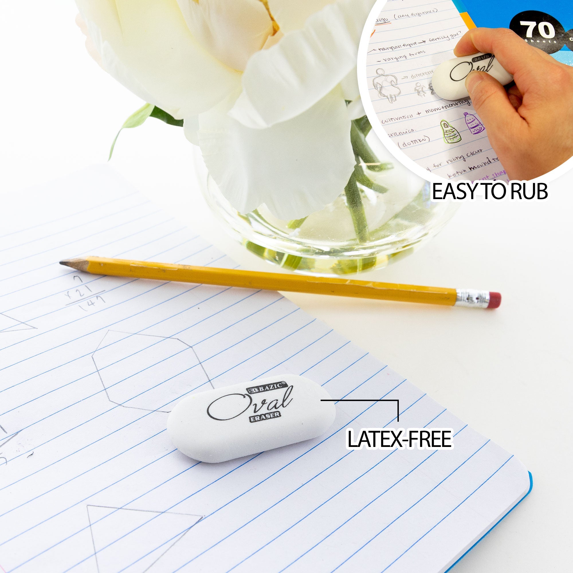 Oval Eraser White (4/Pack)