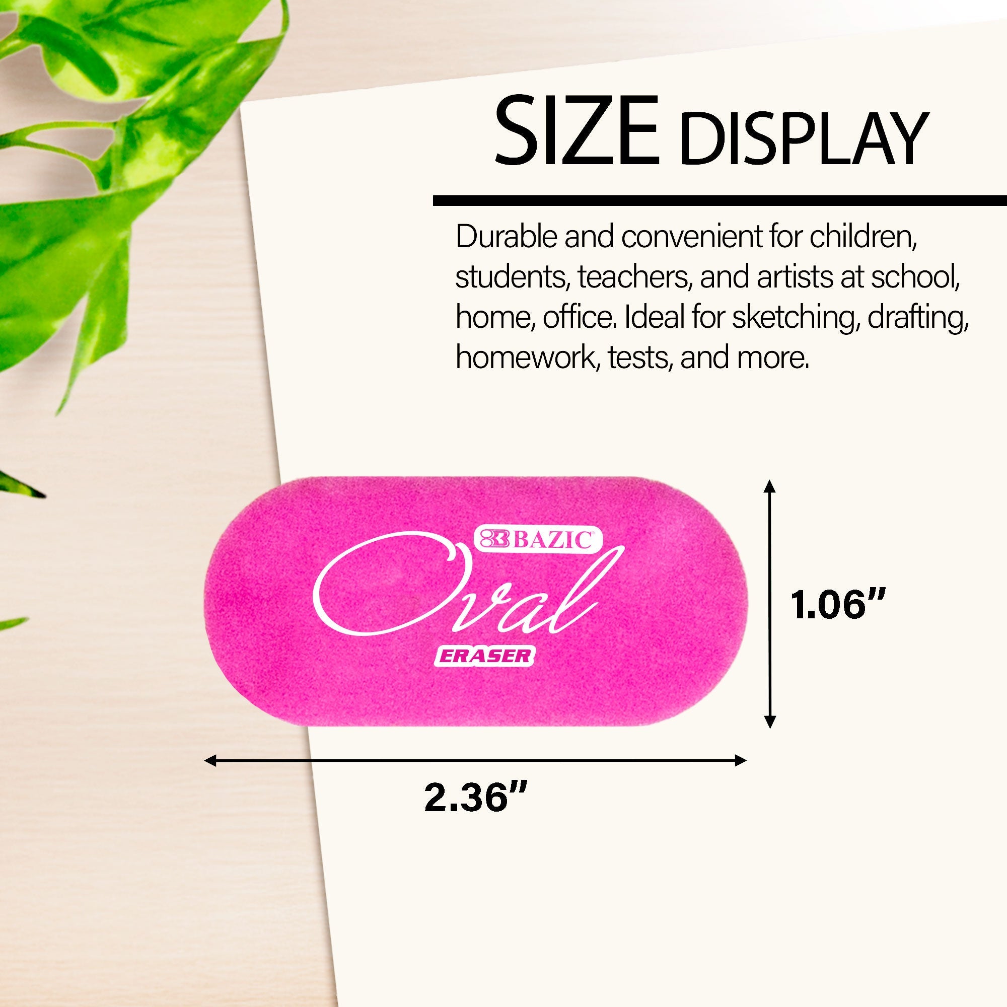 Oval Eraser Bright Color (4/Pack)