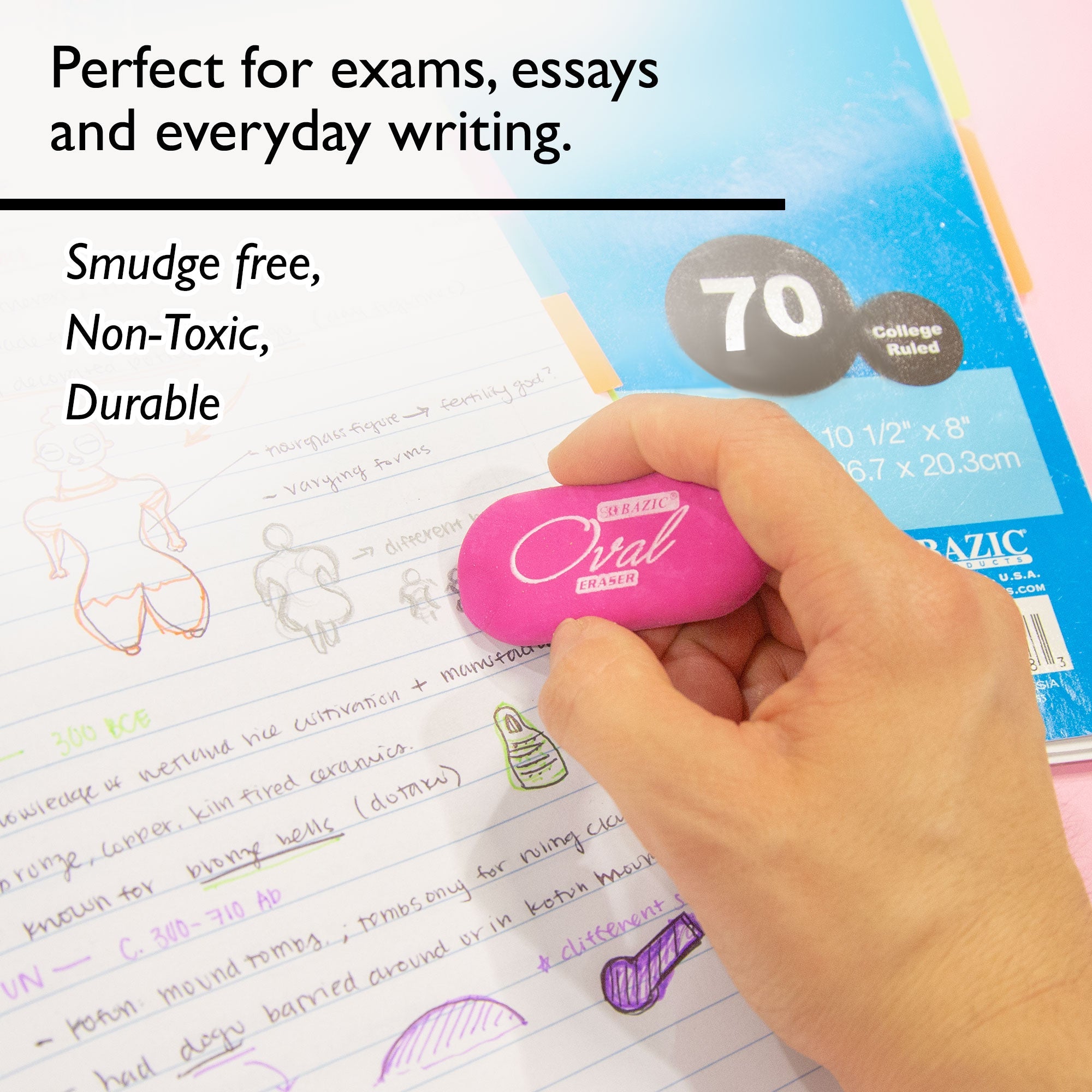 Oval Eraser Bright Color (4/Pack)