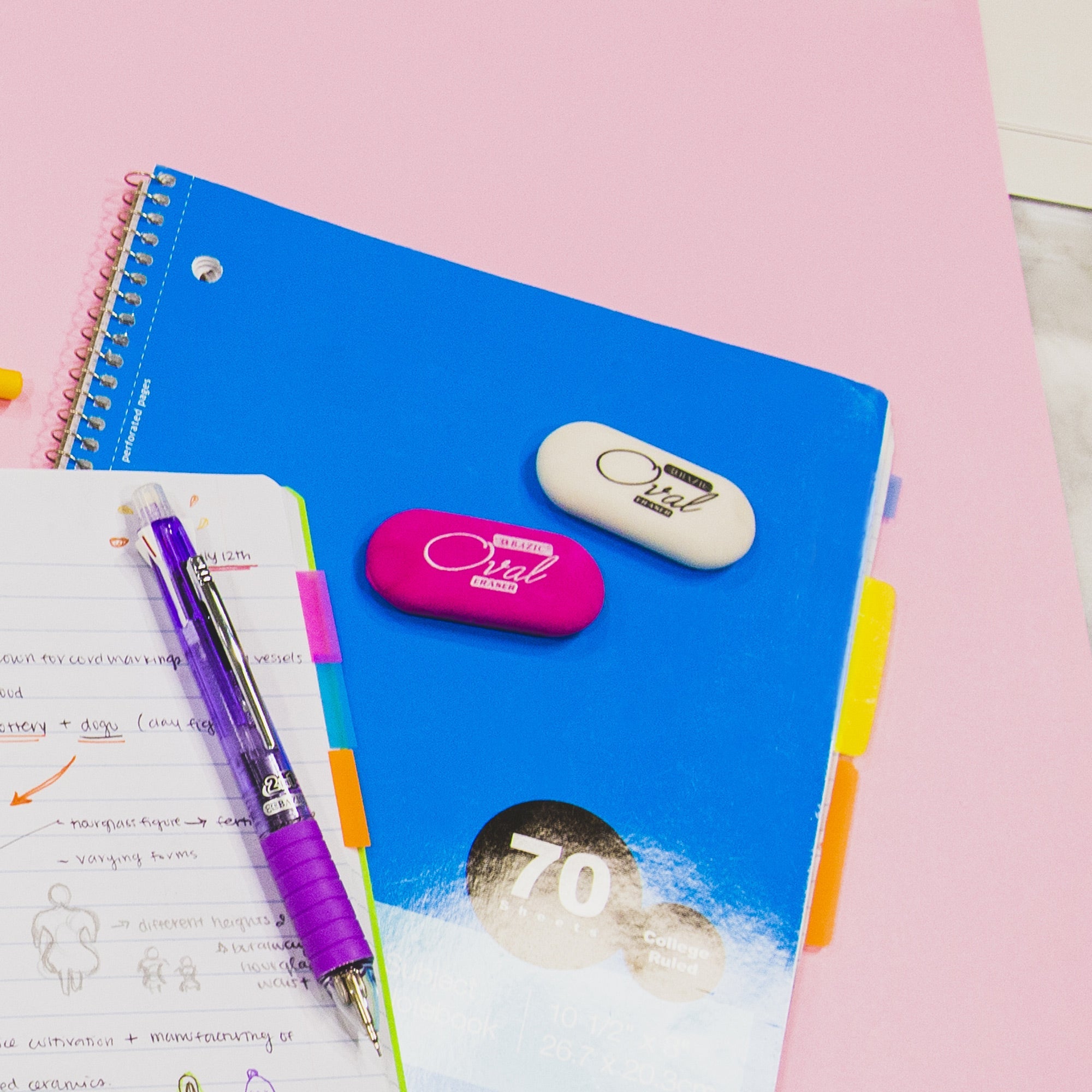 Oval Eraser Bright Color (4/Pack)