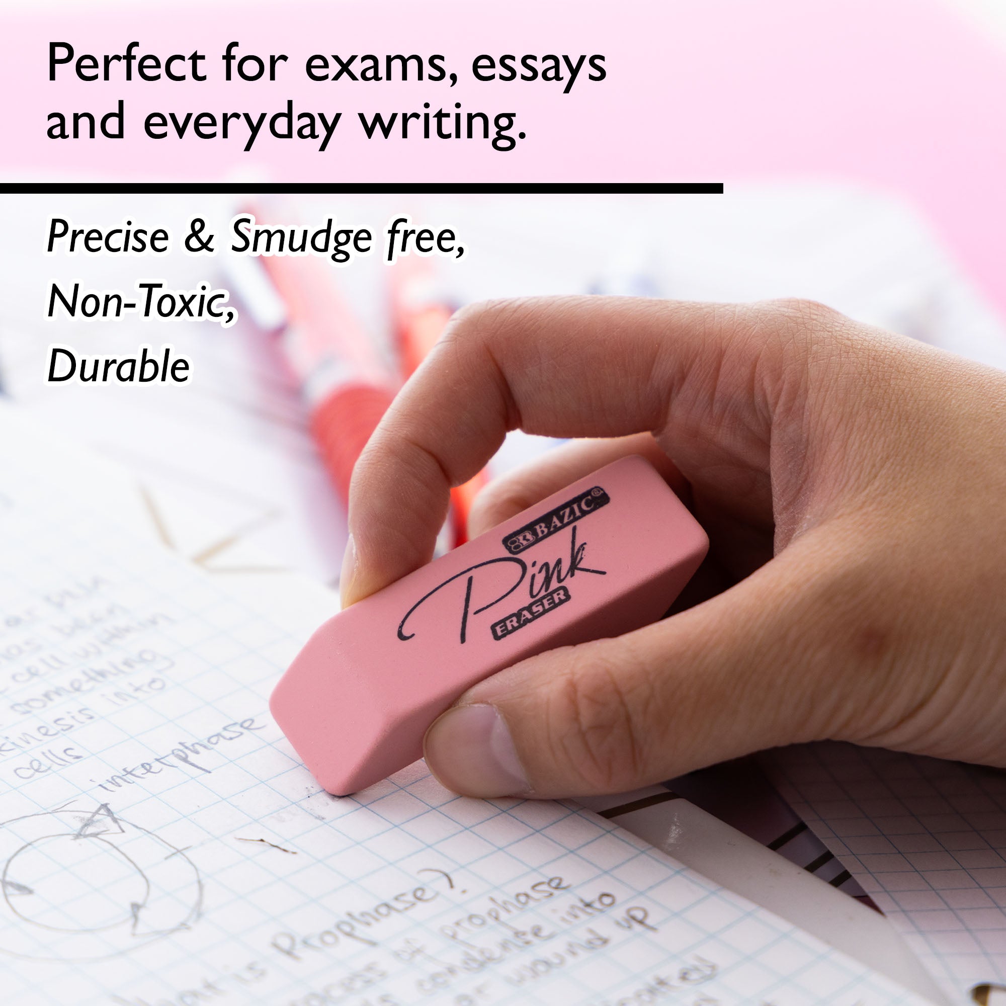 Pink Bevel Eraser (24/Pack)