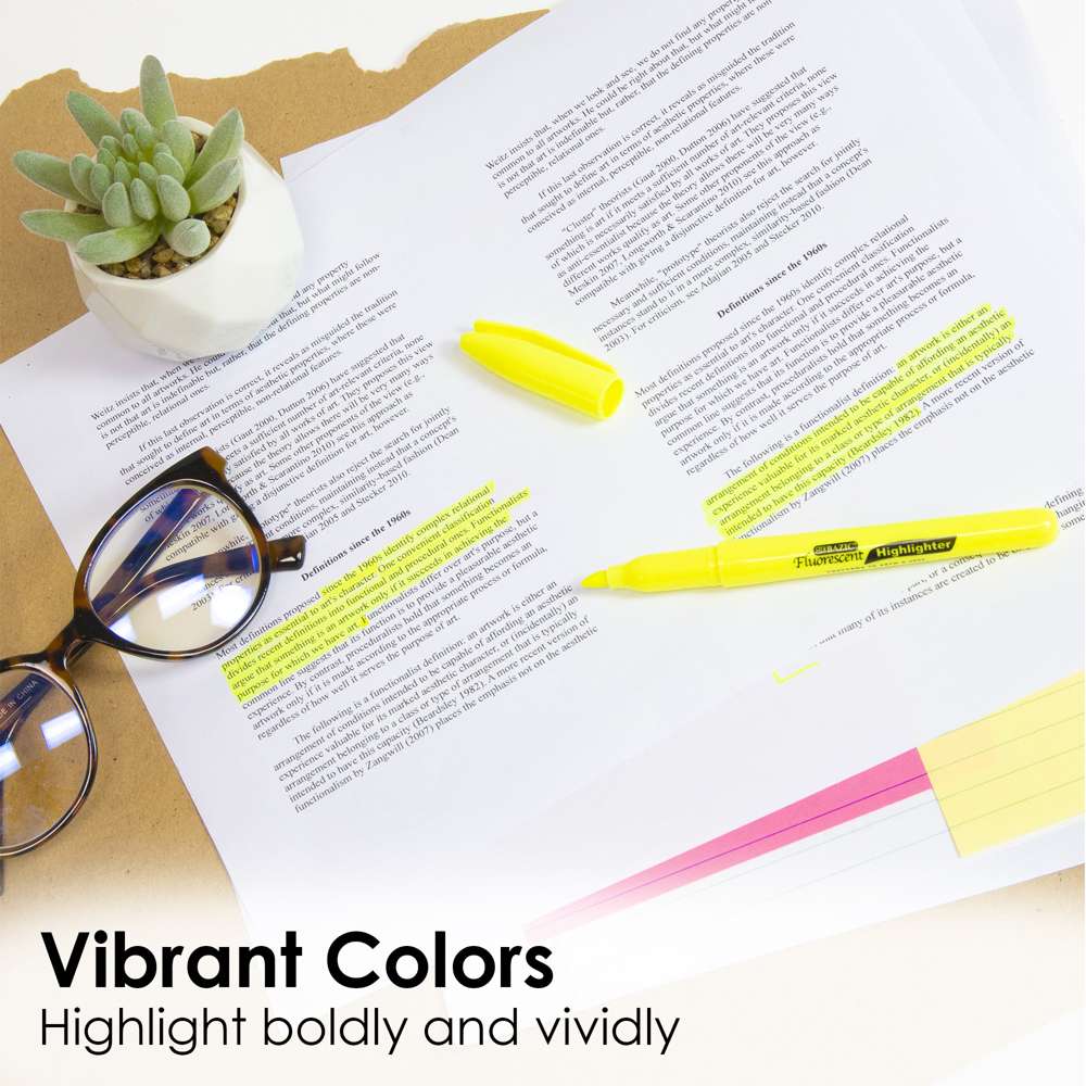 Fluorescent Highlighter Yellow w/ Pocket Clip (12/Pack)
