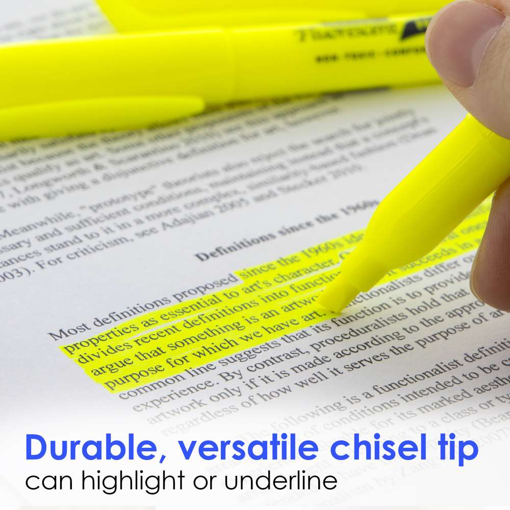 Fluorescent Highlighter Yellow w/ Pocket Clip (12/Pack)