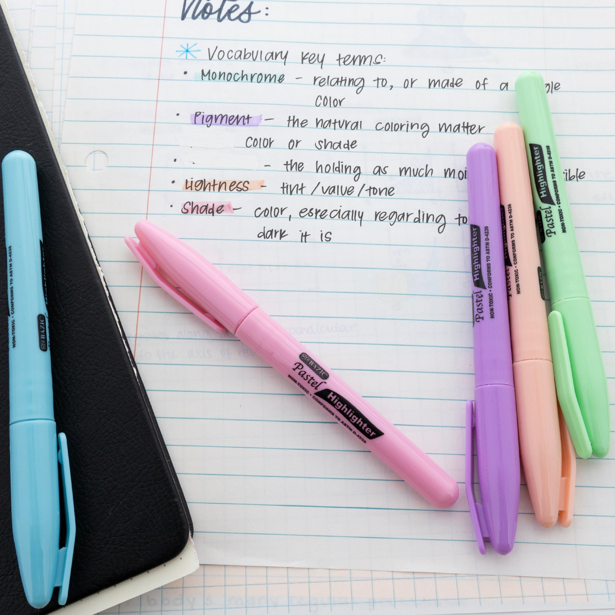 Pen Style Pastel Assorted Colors Highlighter (5/Pack)