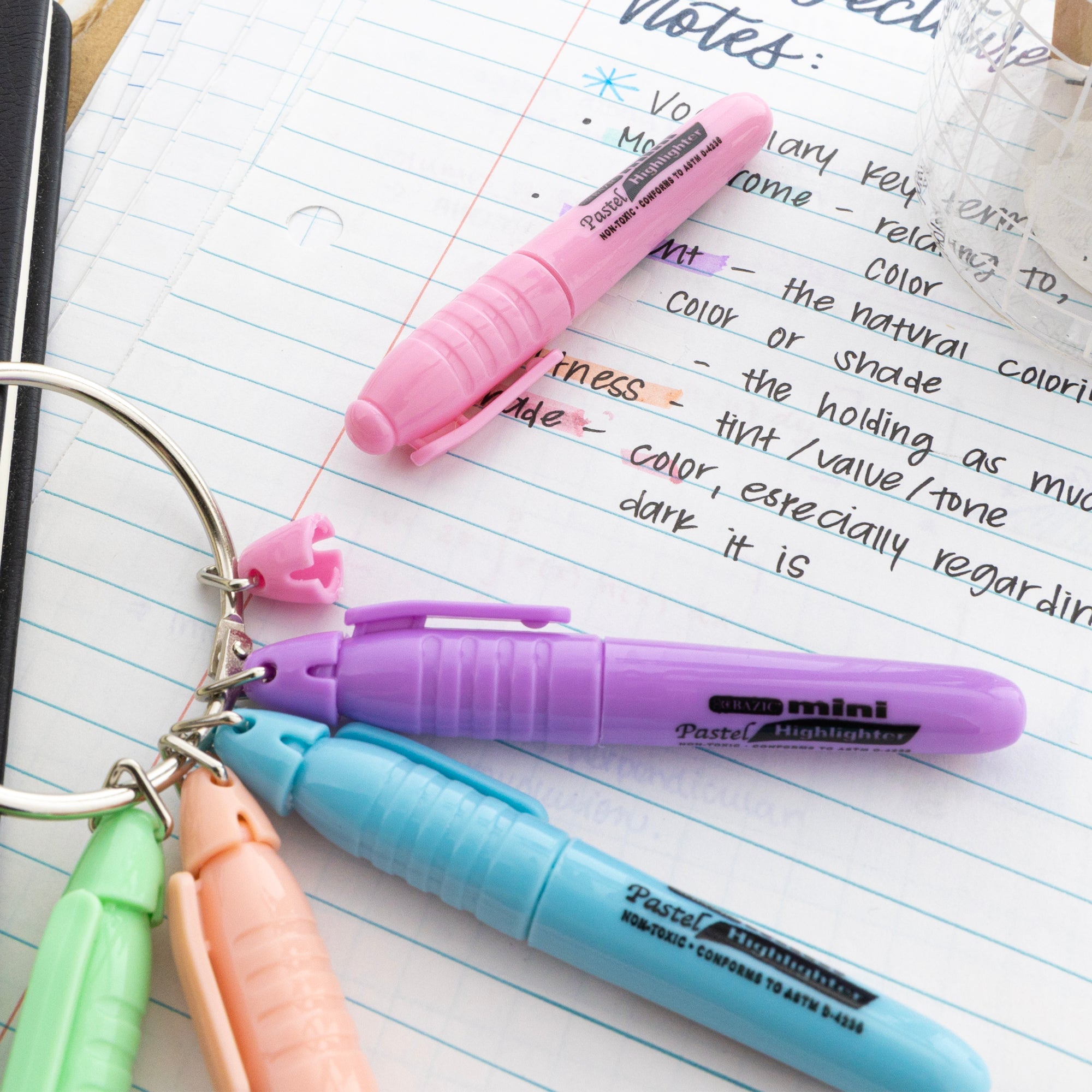 Mini Pastel Assorted Colors Highlighter w/ Cap Clip (5/Pack)
