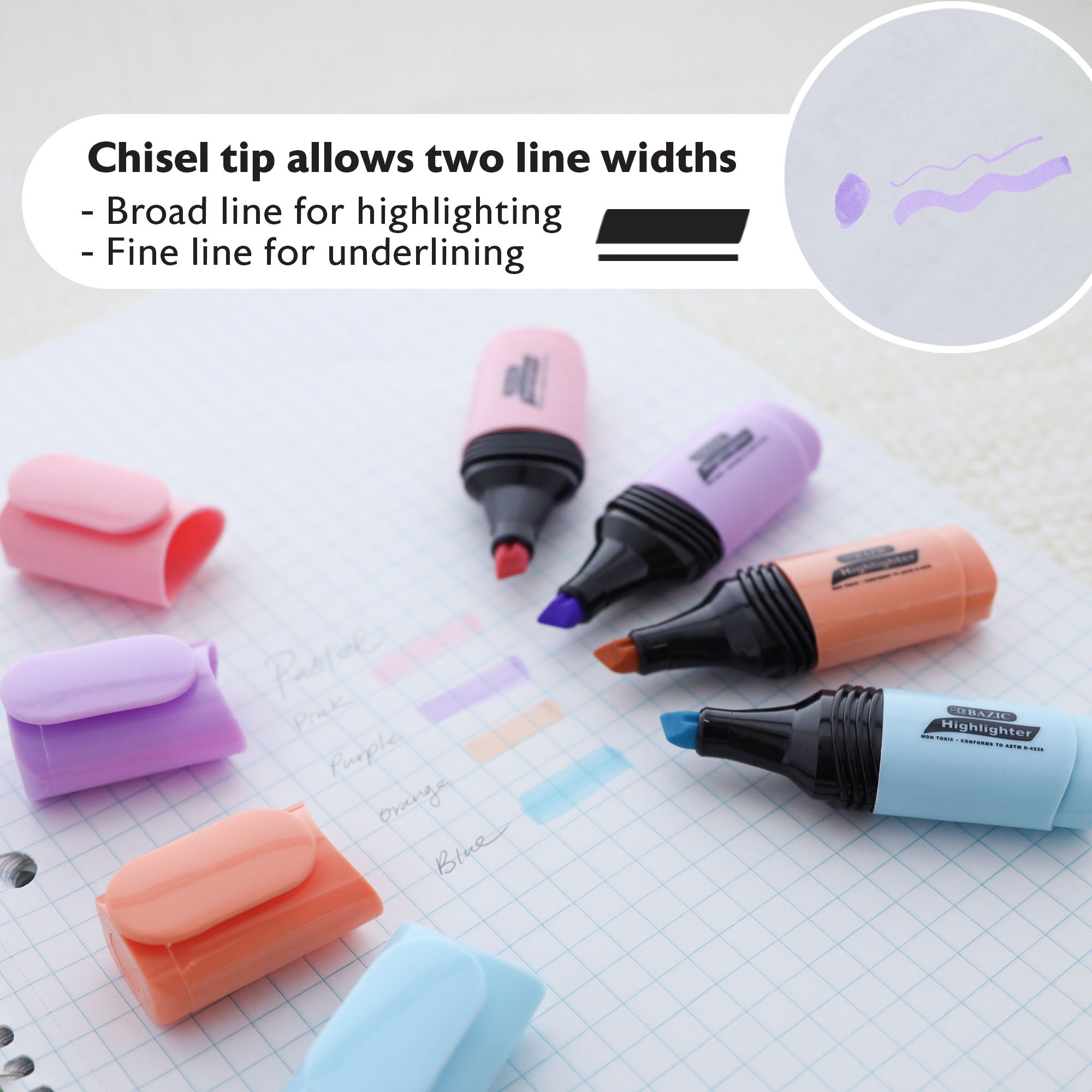 Desk Style Pastel Mini Highlighters (4/Pack)