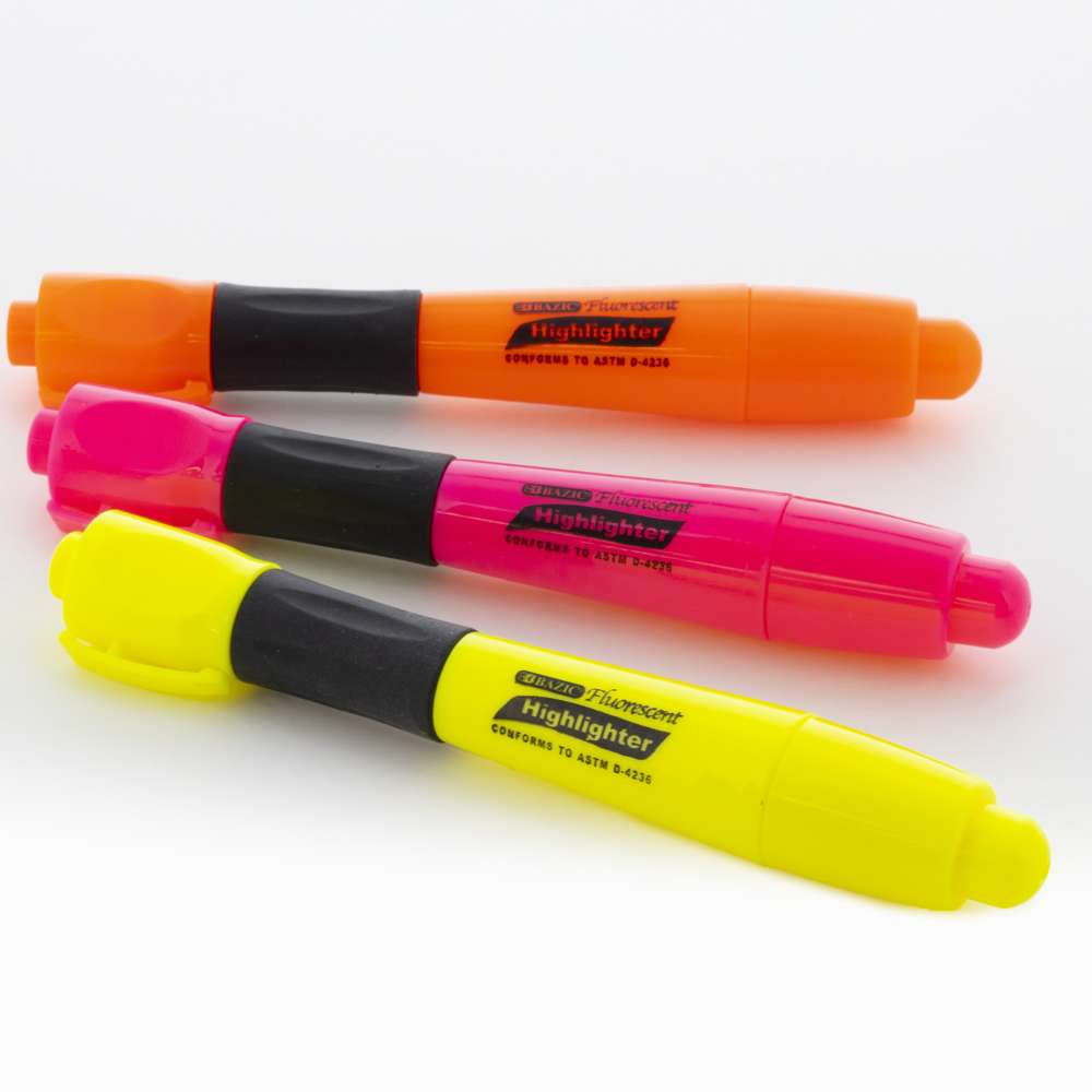 Desk Style Fluorescent Highlighters (3/Pack) Yellow