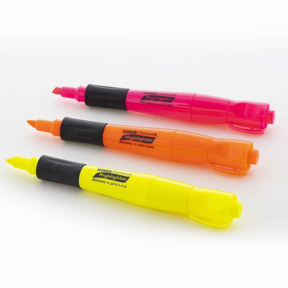 Desk Style Fluorescent Highlighters (3/Pack) Yellow