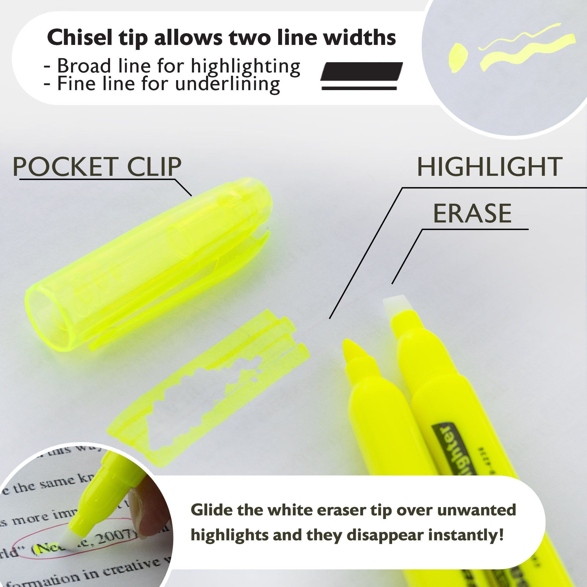 Erasable Highlighter Yellow (3/Pack)