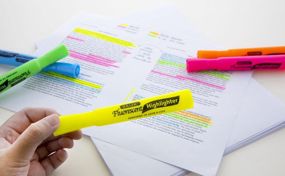 Desk Style (Pack) Fluorescent Highlighters Yellow (12/Pack)