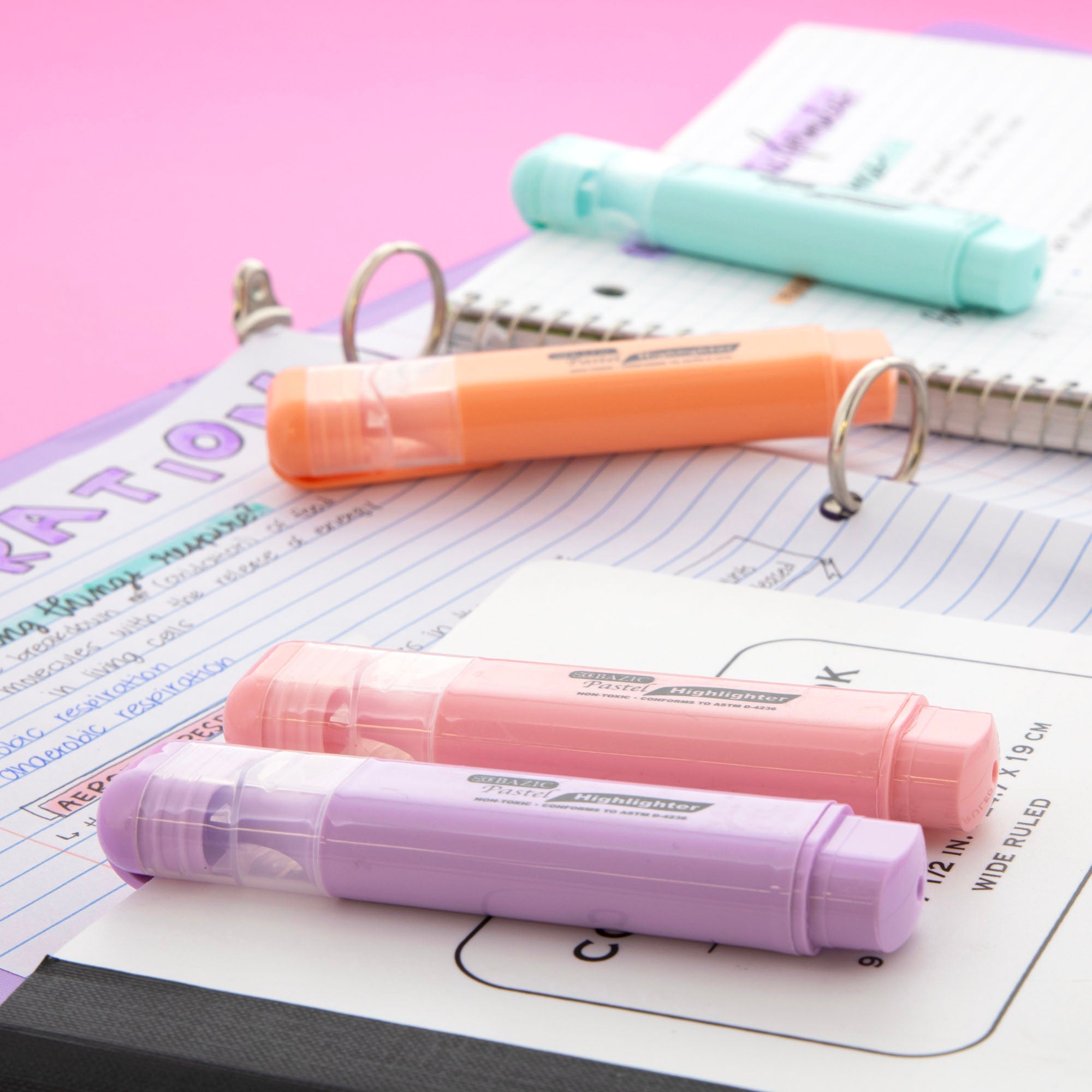 Pastel Highlighters w/ Pocket Clip (3/Pack)