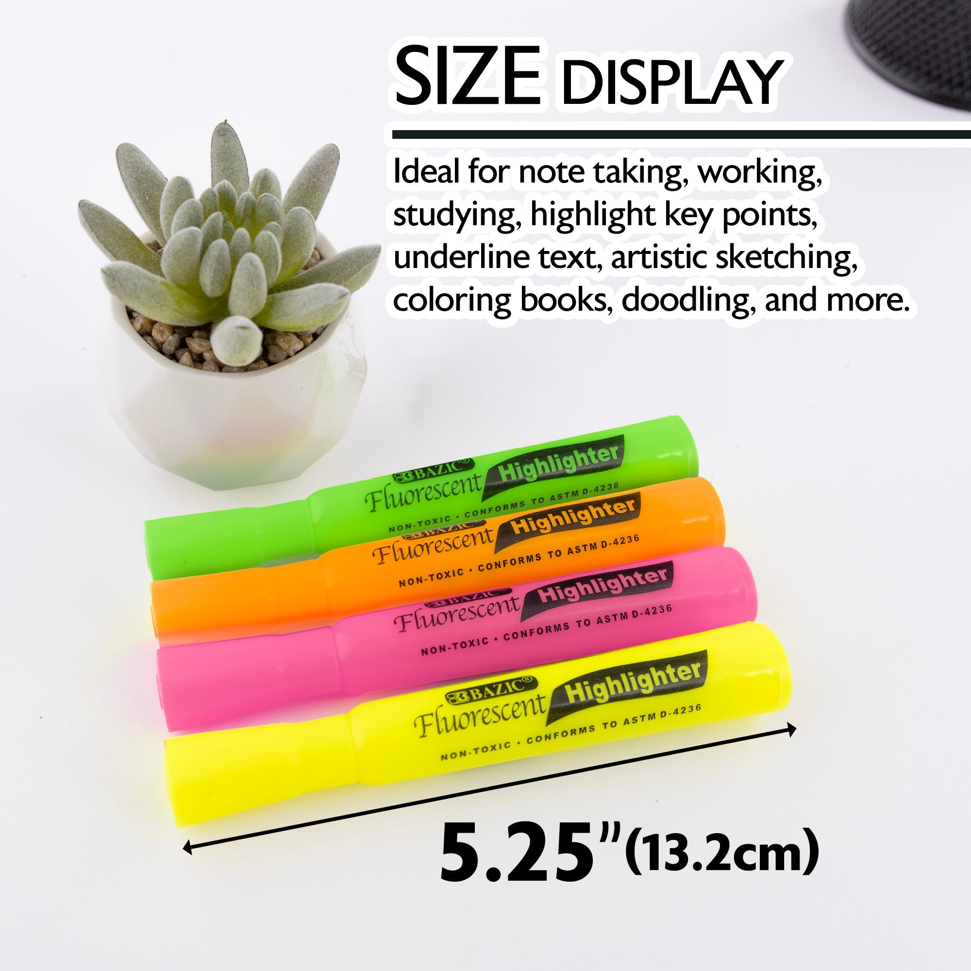 Desk Style Fluorescent Highlighters (4/Pack)