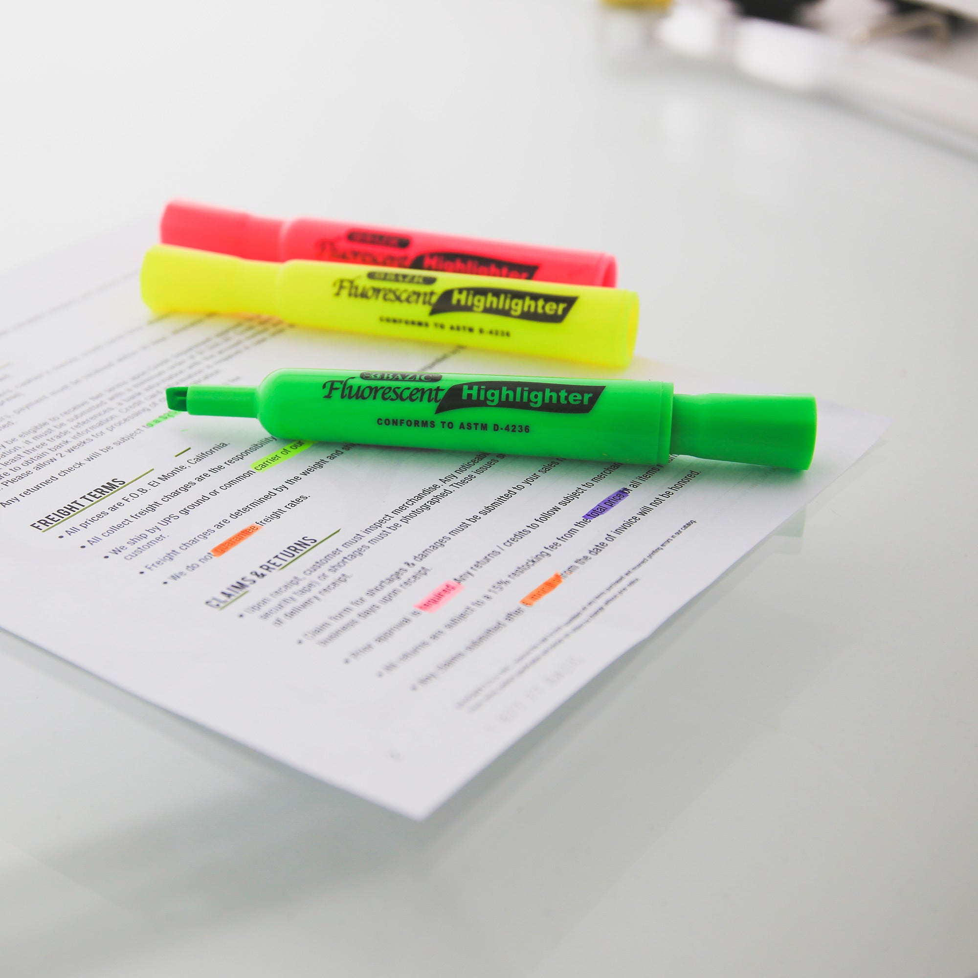 Desk Style Fluorescent Highlighters (4/Pack)