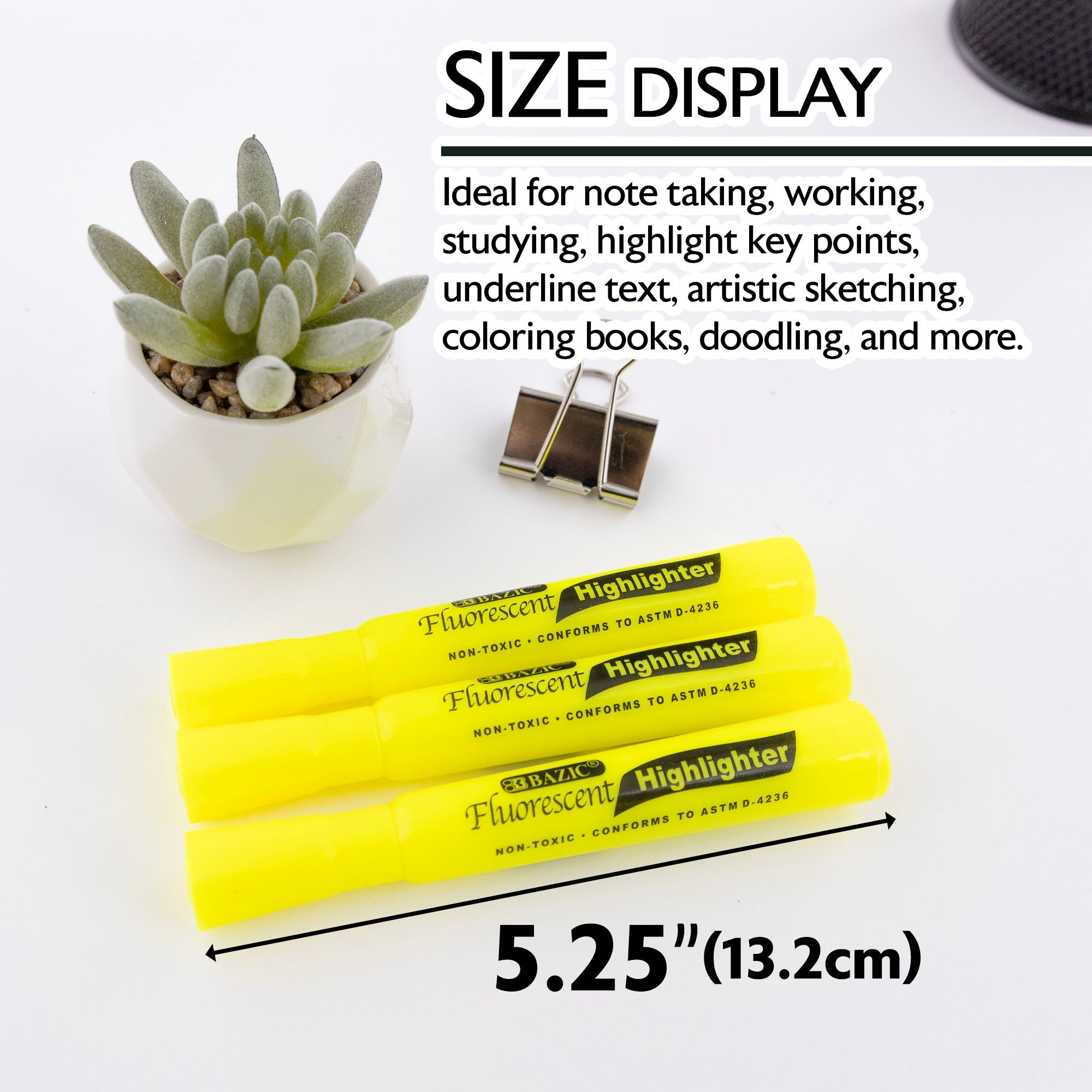 Desk Style Fluorescent Highlighters Yellow (4/Pack)